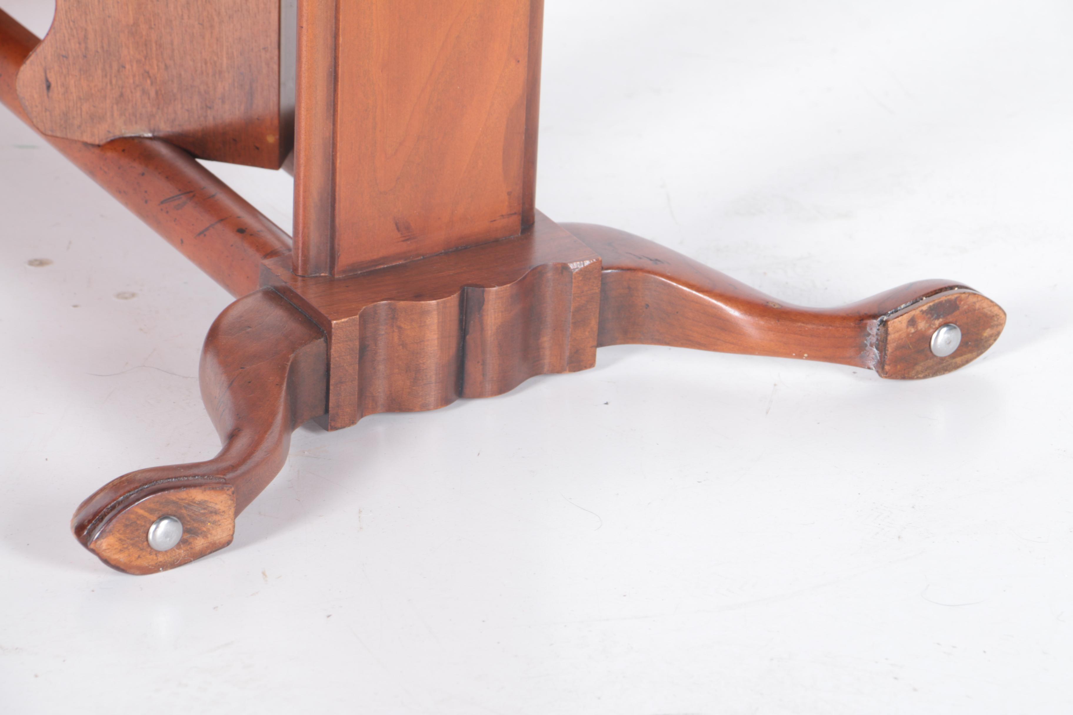 Burl Walnut Veneered Trestle Side Table