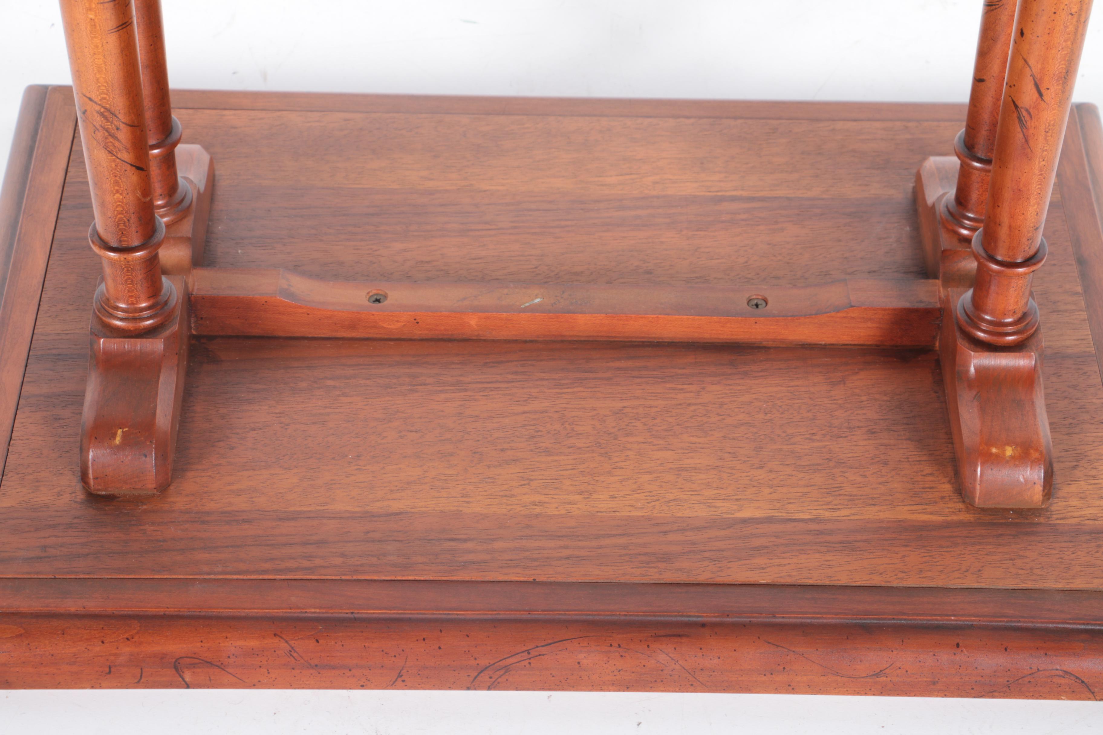 Burl Walnut Veneered Trestle Side Table