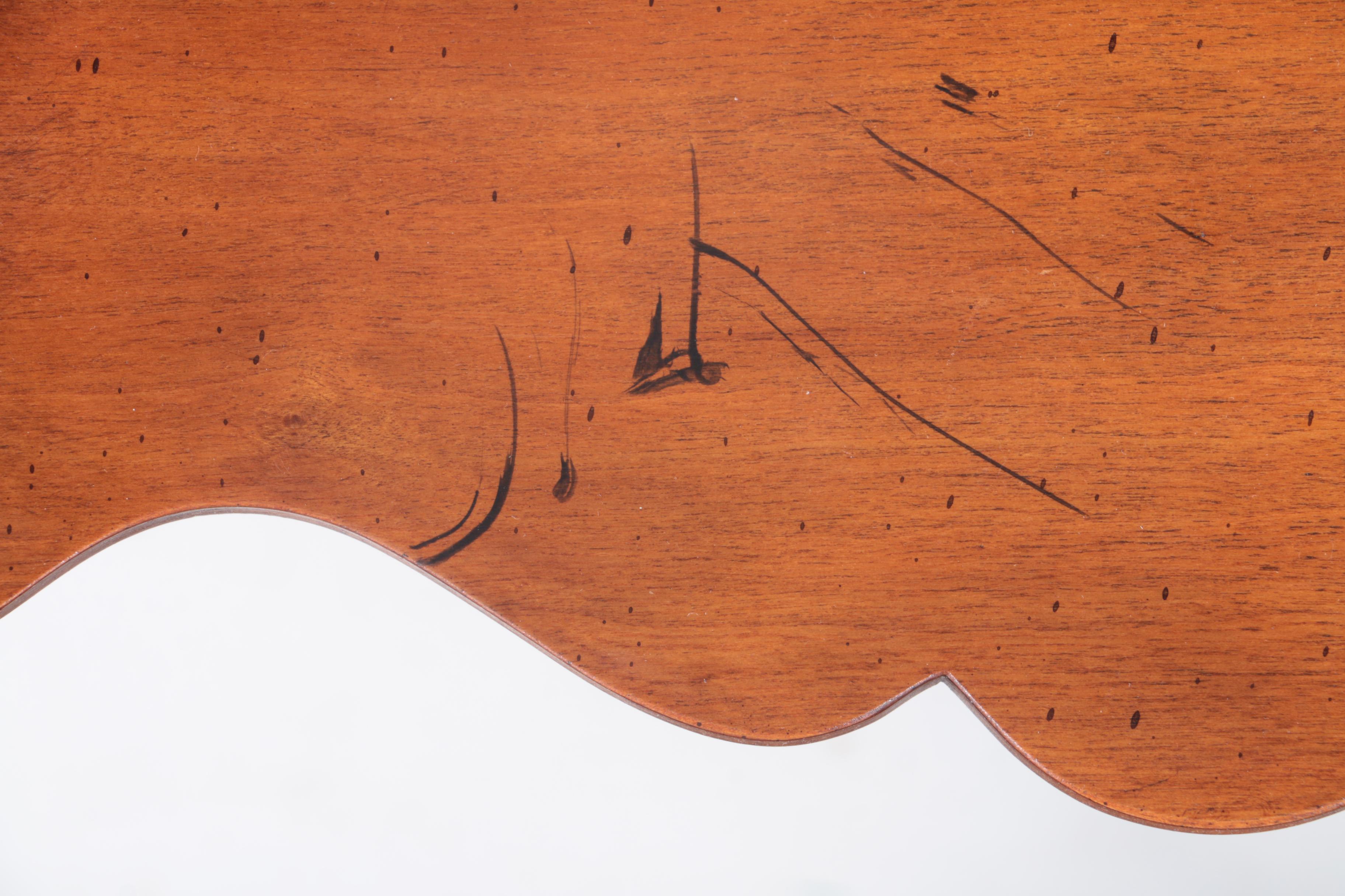 Burl Walnut Veneered Trestle Side Table