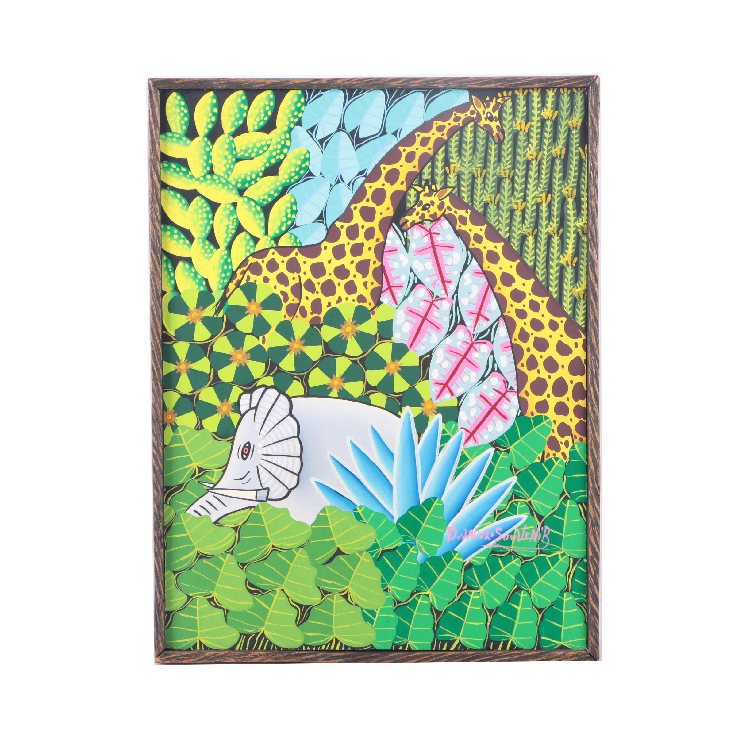 Daniel Souvenir Acrylic Painting of Animals in the Jungle