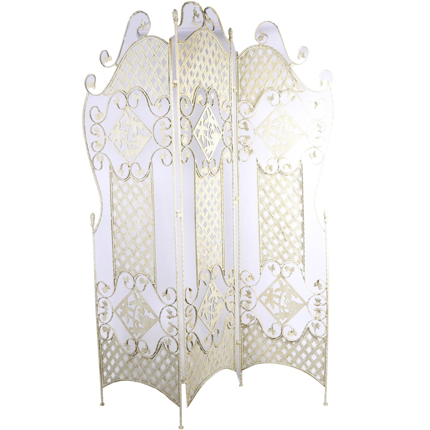 White Painted Iron Folding Screen