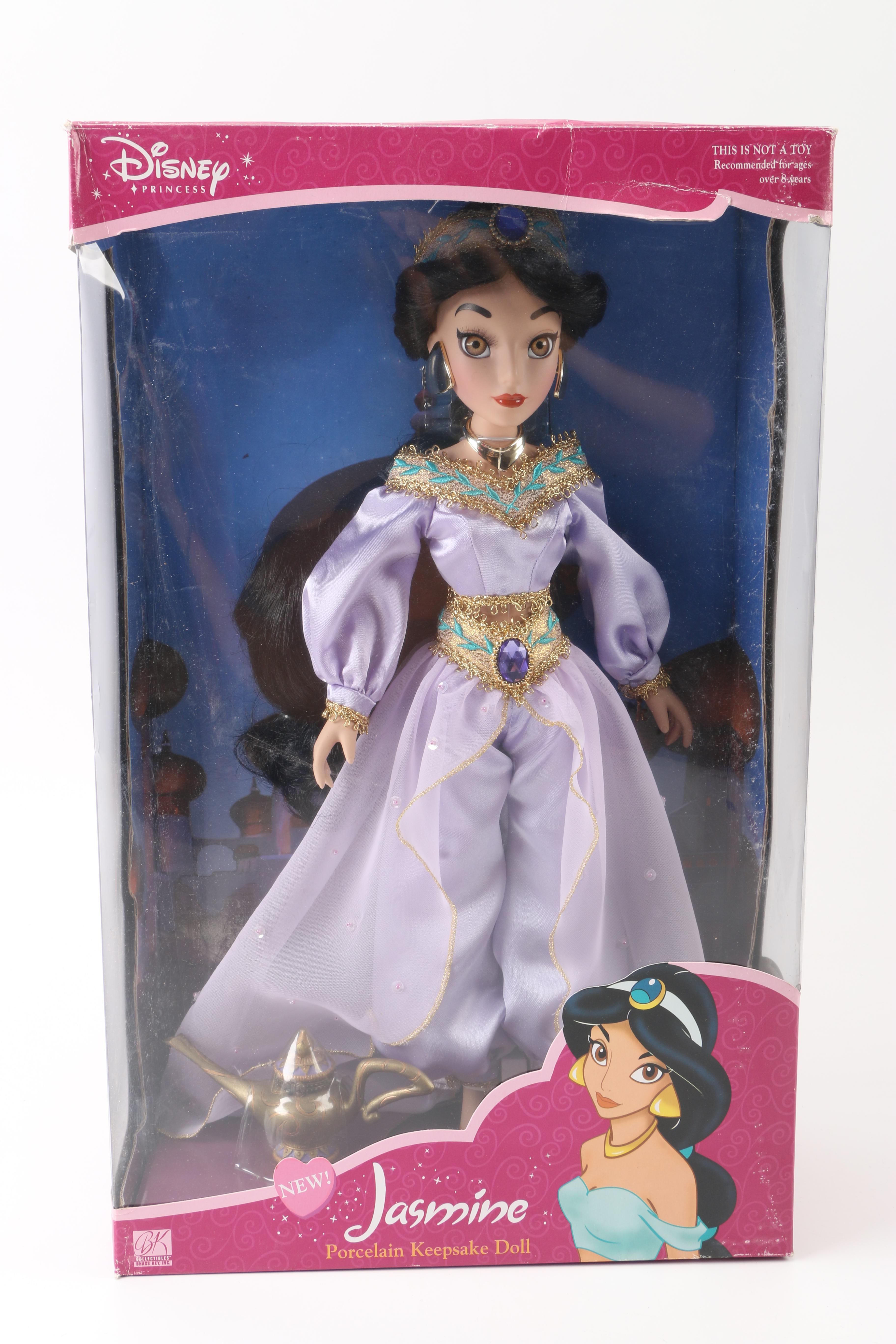 Disney Princess Snow White and Jasmine Porcelain Dolls