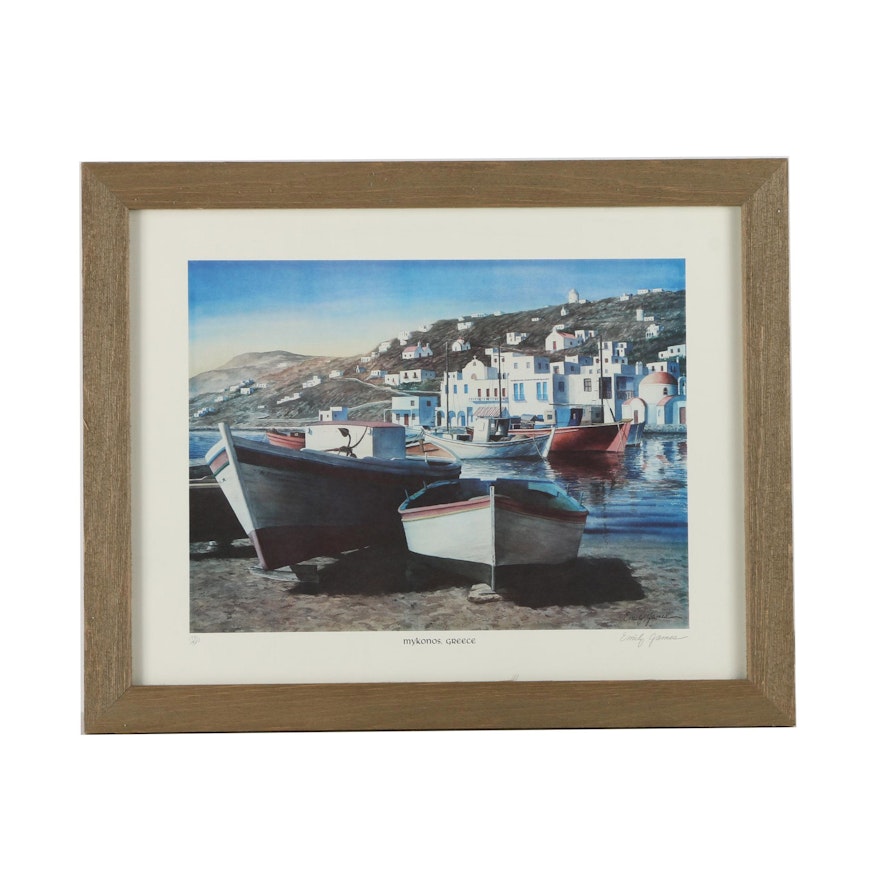 Emily James Limited Edition Offset Lithograph "Mykonos, Greece"