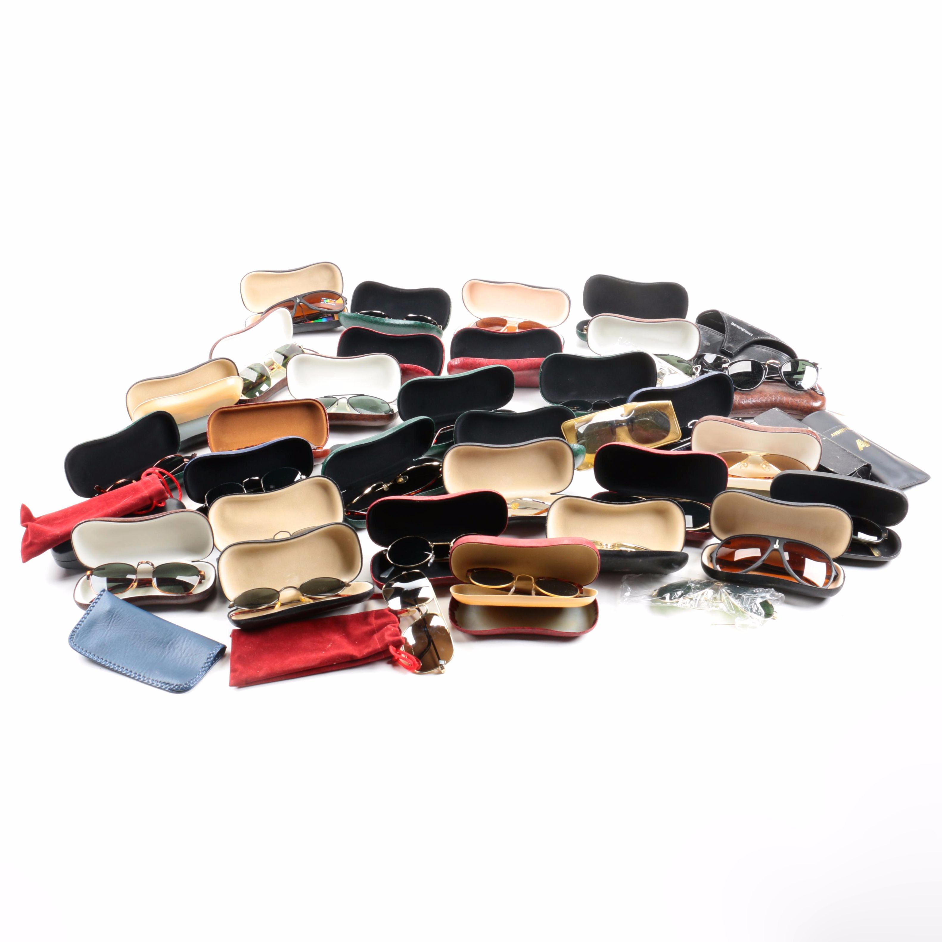 Large Assortment of Sunglasses and Cases