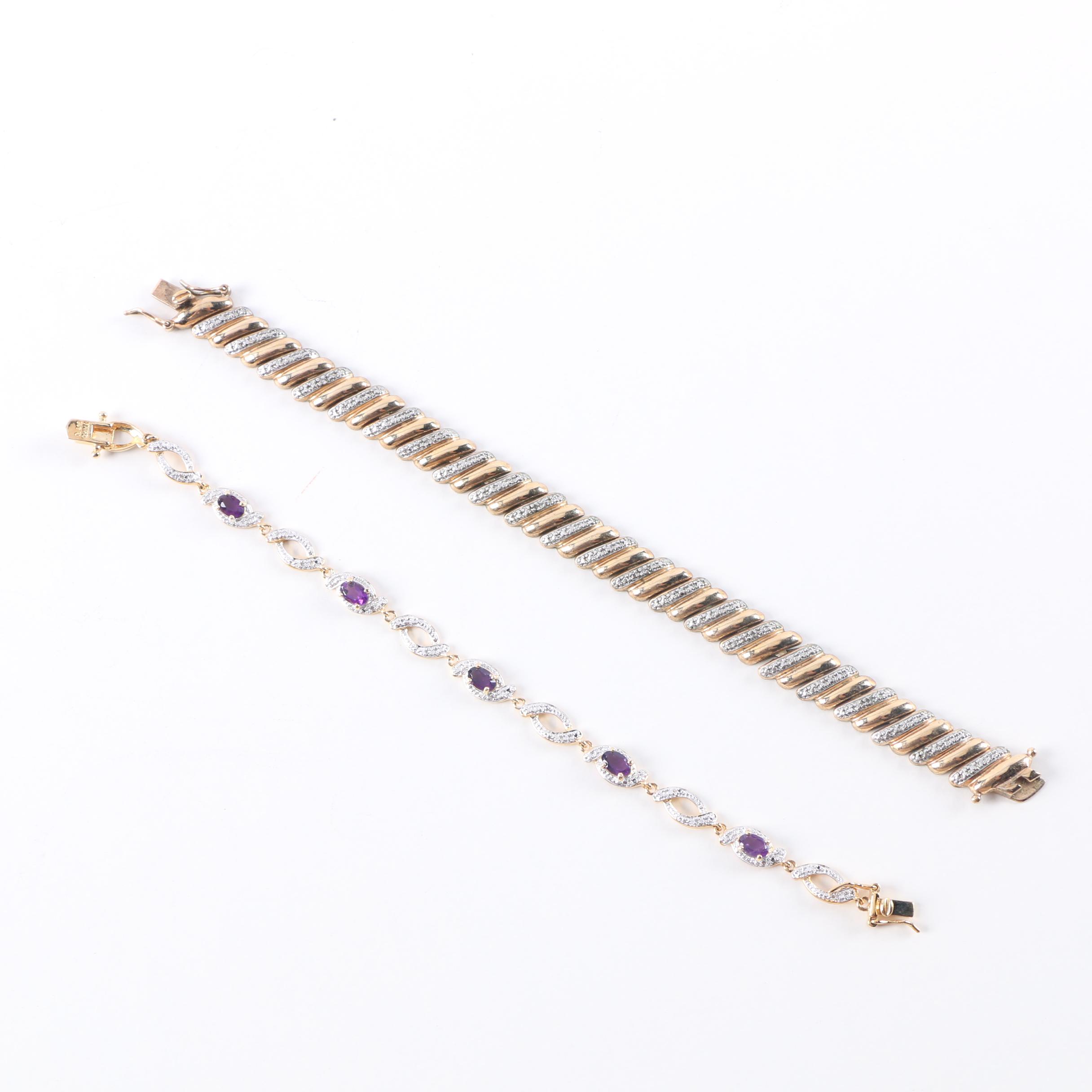 Sterling Silver Bracelets Including Diamonds