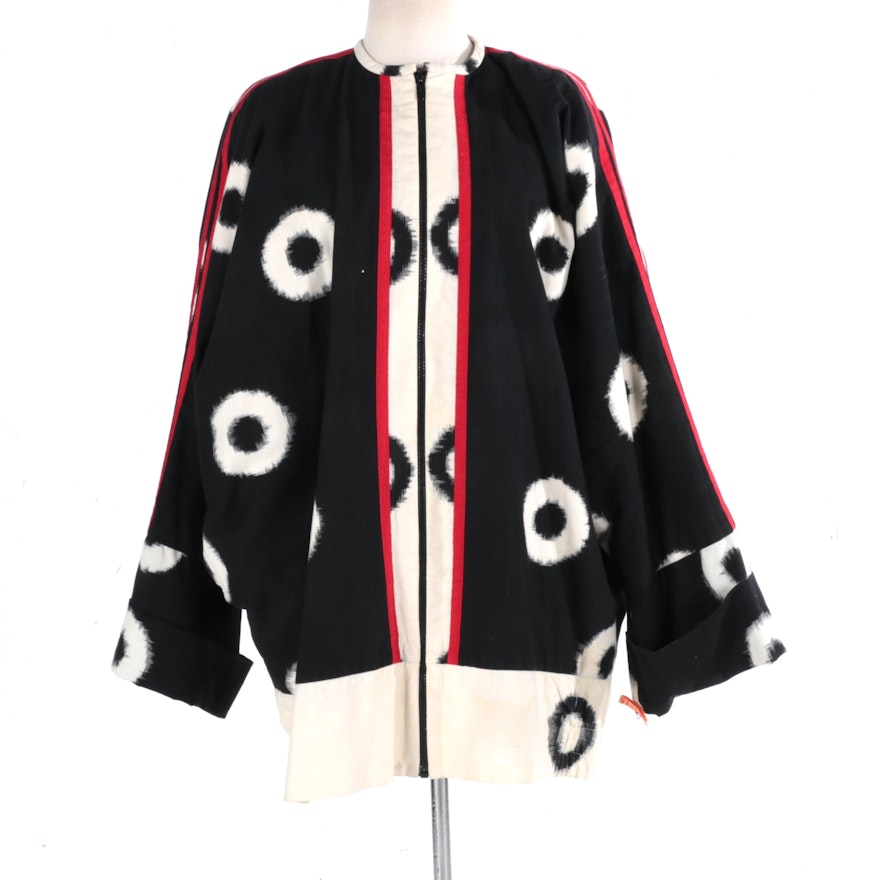 Cassowary Patterned Jacket With Dolman Sleeves