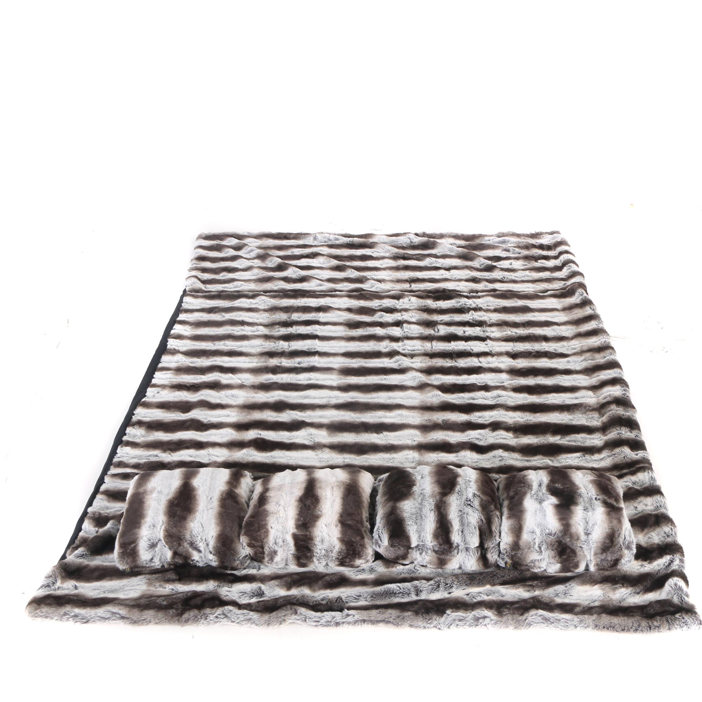 Faux Chinchilla Fur Pillows and Blanket