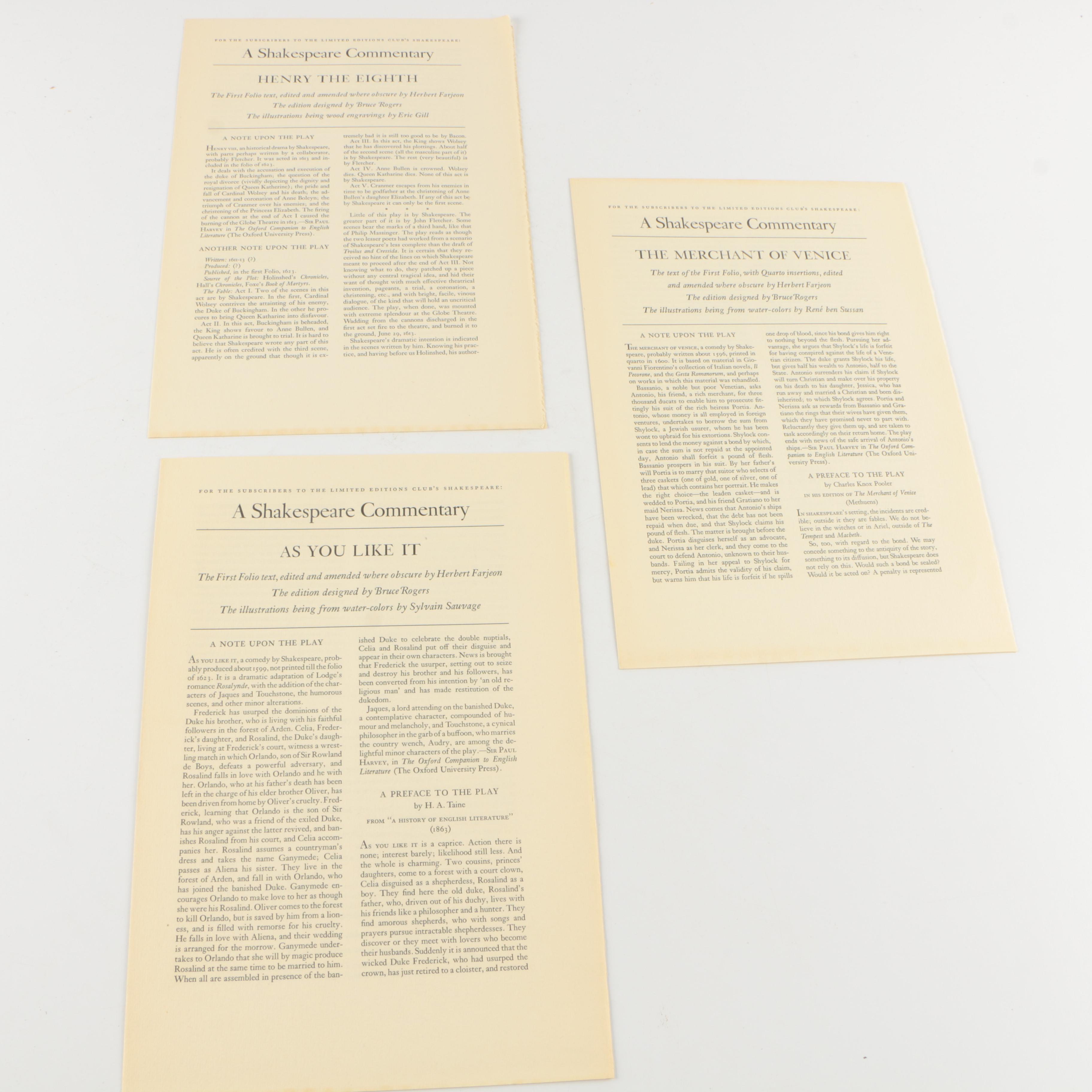 1939 Limited Editions Club Shakespeare Plays Including "The Merchant of Venice"