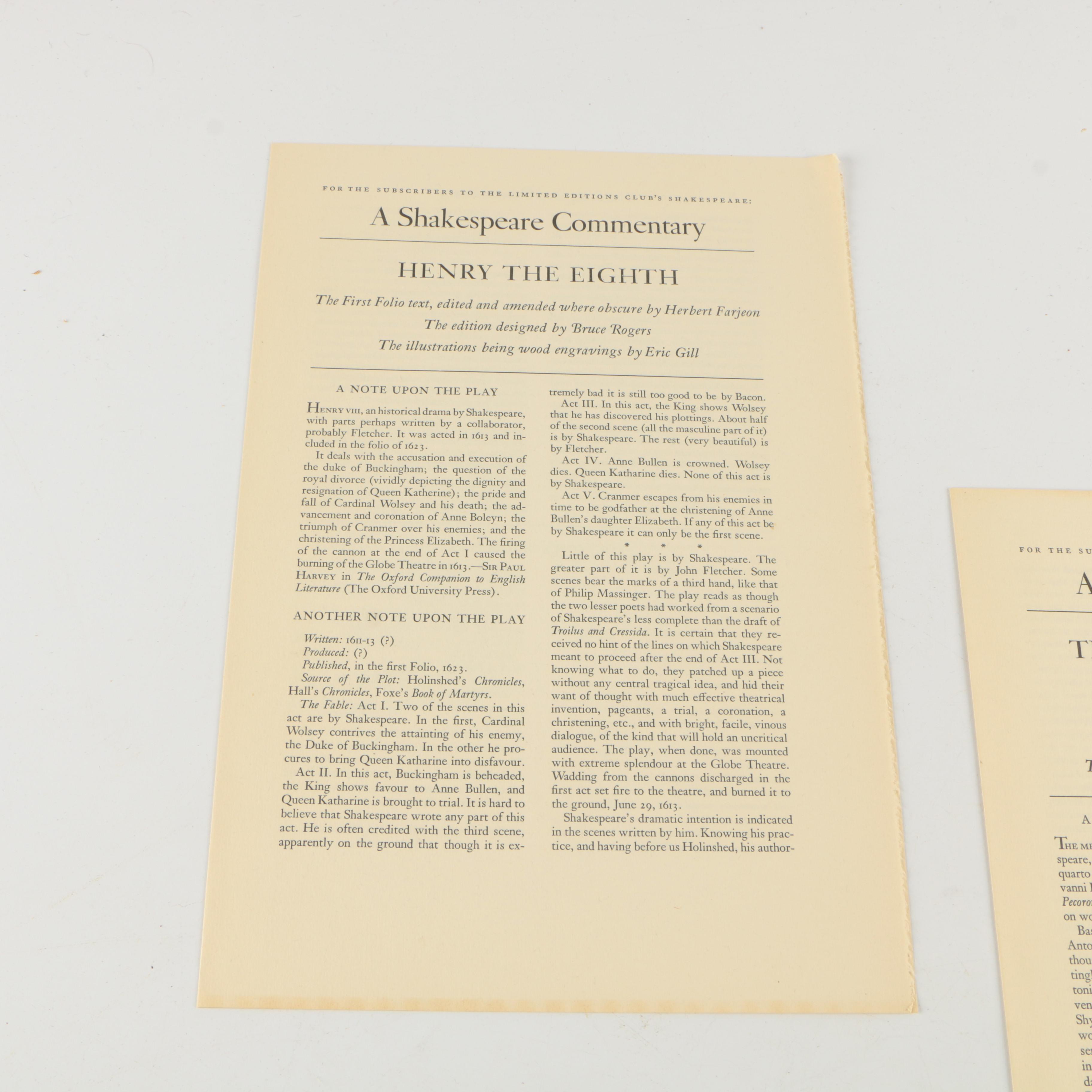 1939 Limited Editions Club Shakespeare Plays Including "The Merchant of Venice"