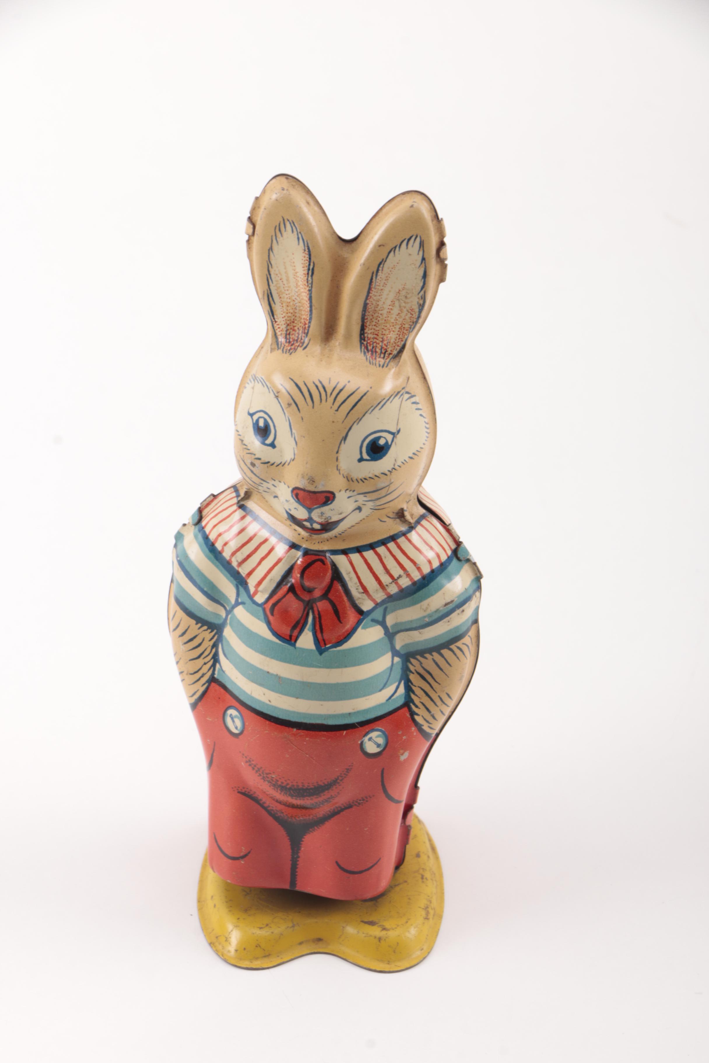 Wind Up Tin Rooster and Rabbit