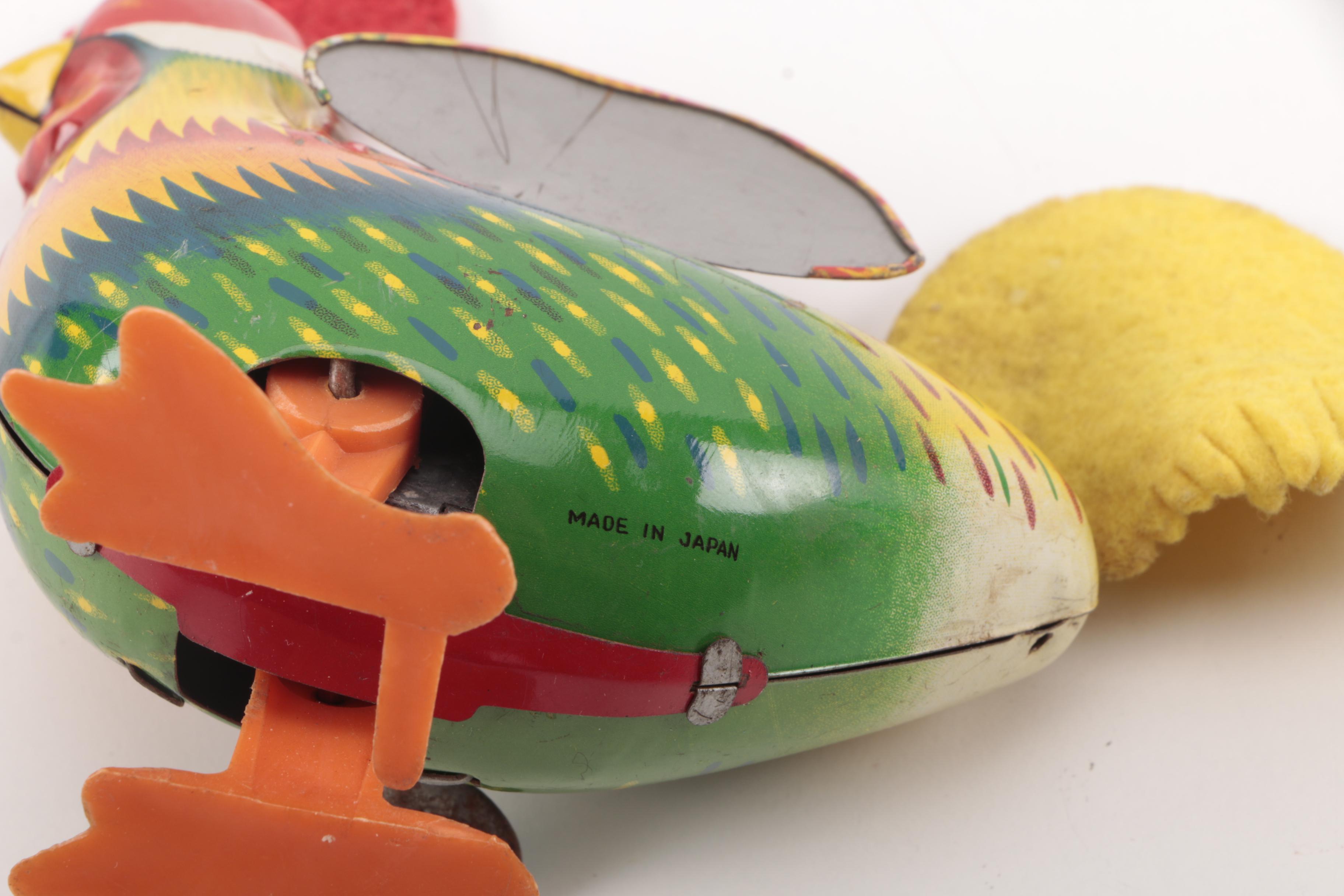 Wind Up Tin Rooster and Rabbit