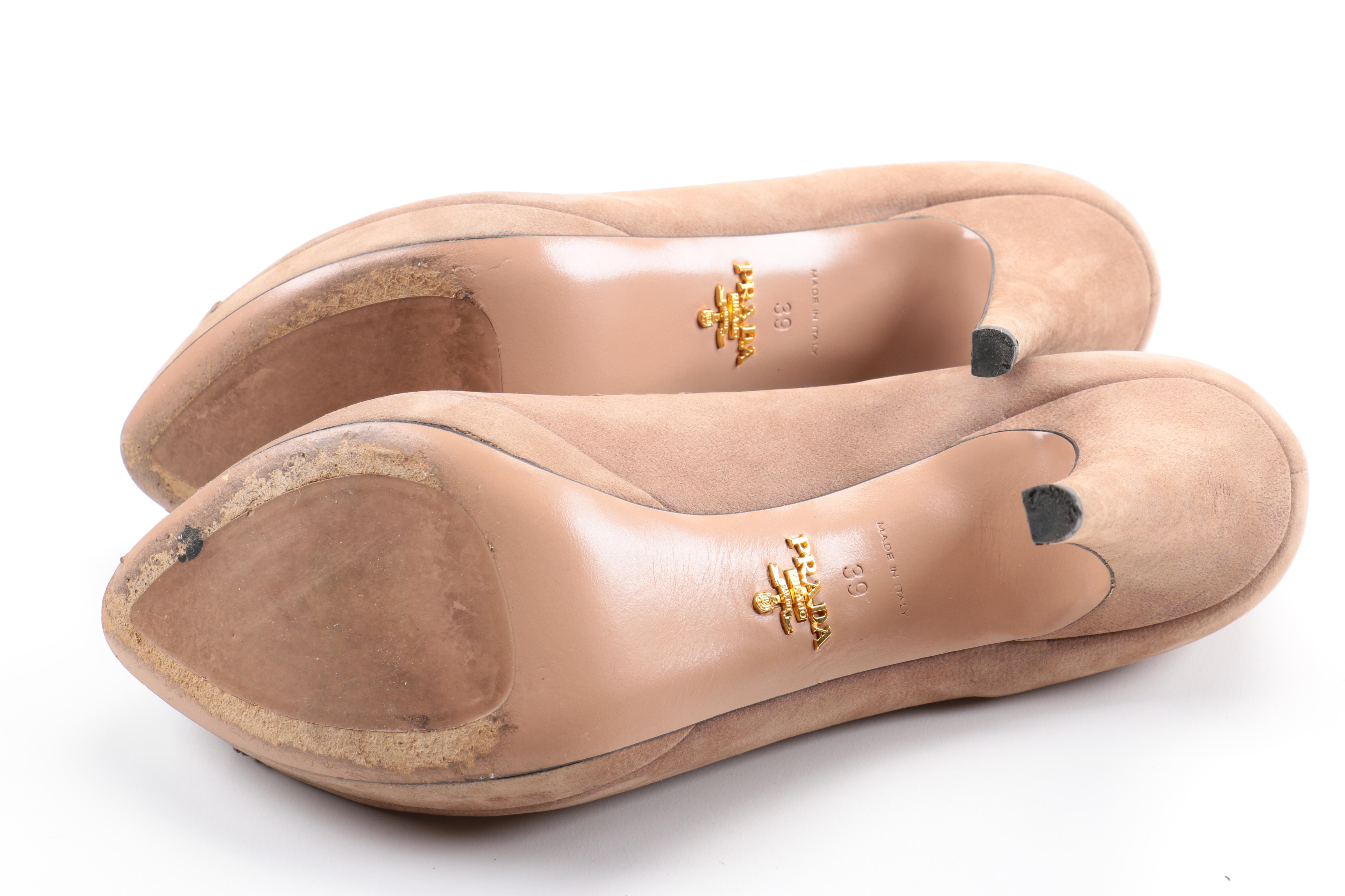 Prada Suede Open Toe Pumps