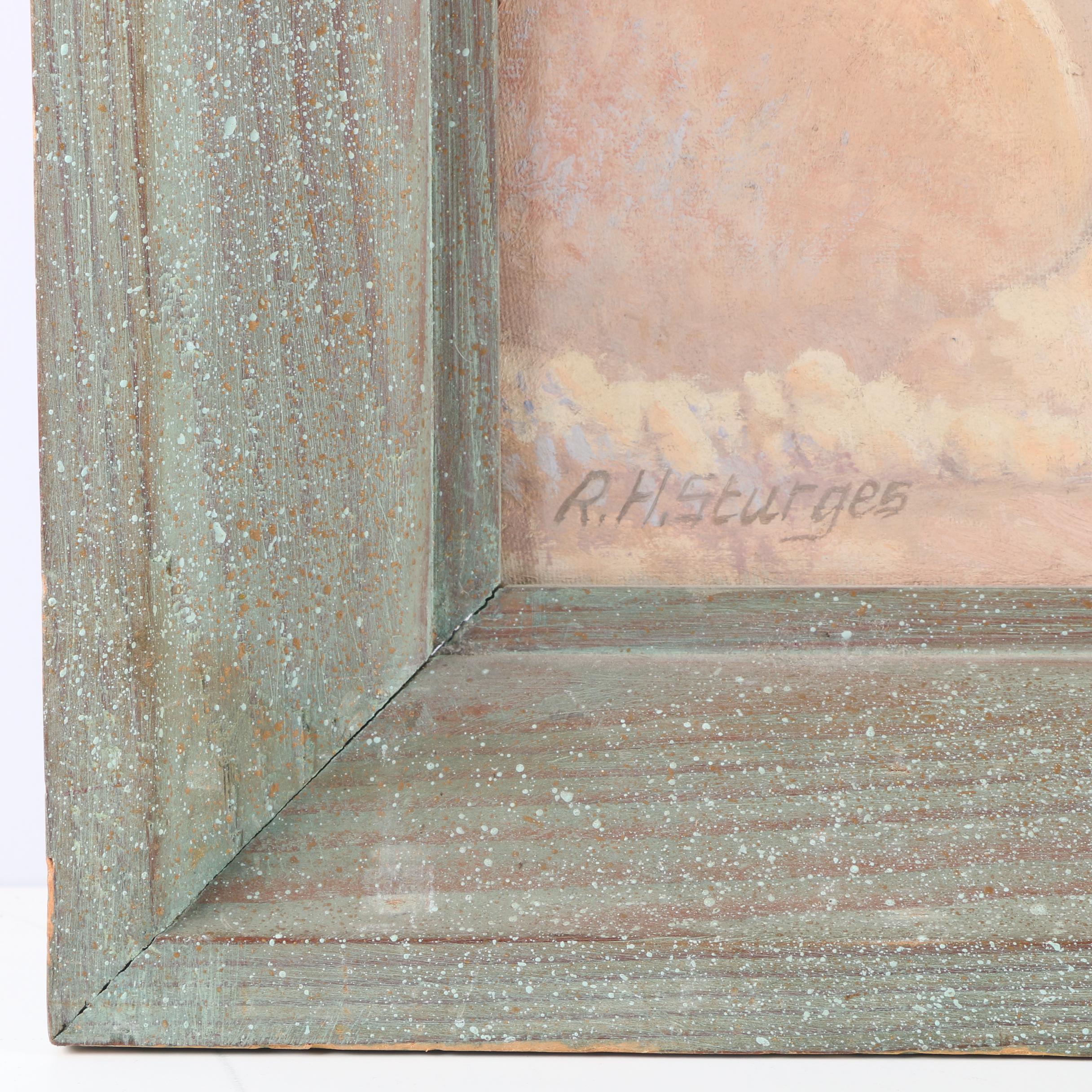 R. H. Sturges Oil Painting on Canvas Board Rocky Landscape