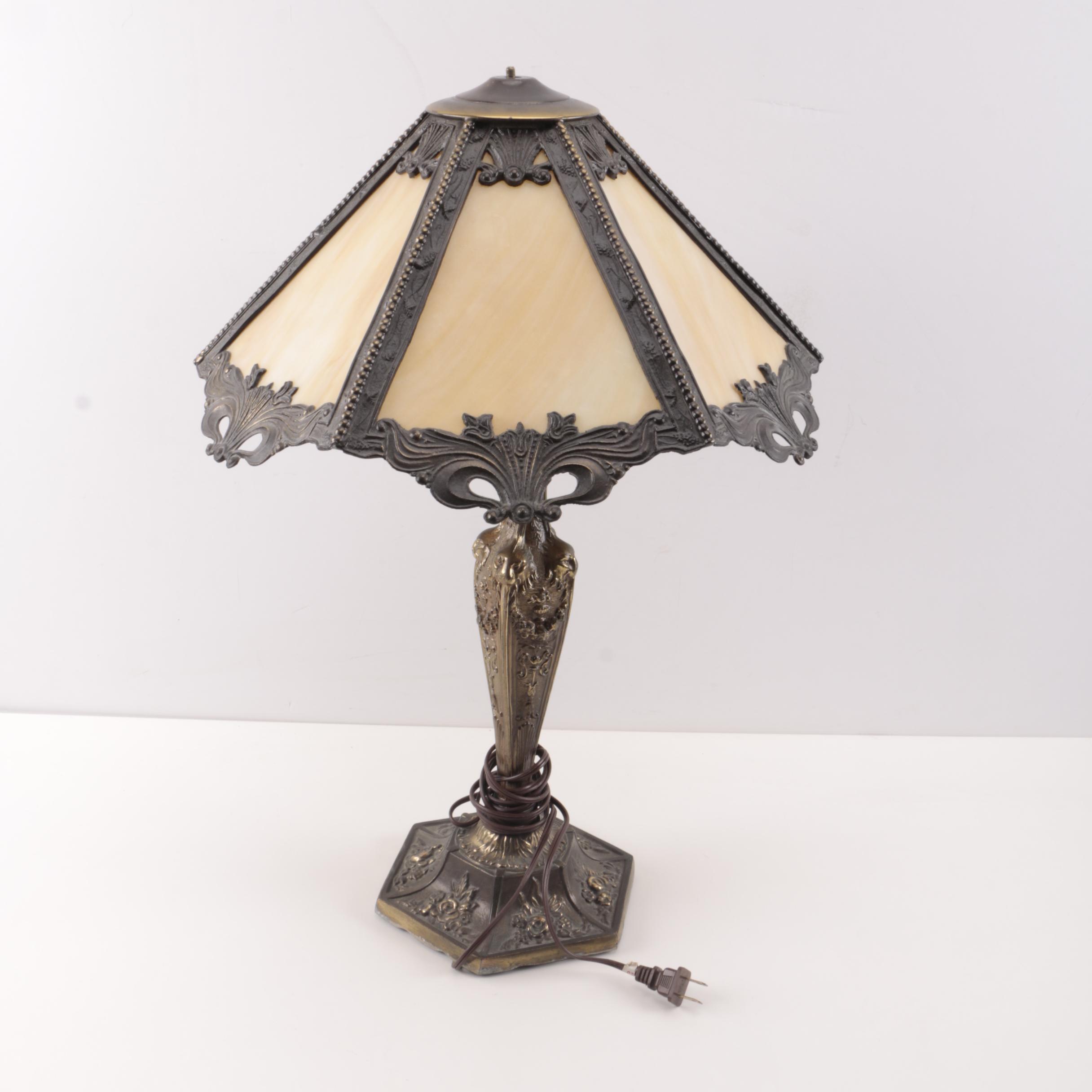 Victorian Style Slag Glass Lamp