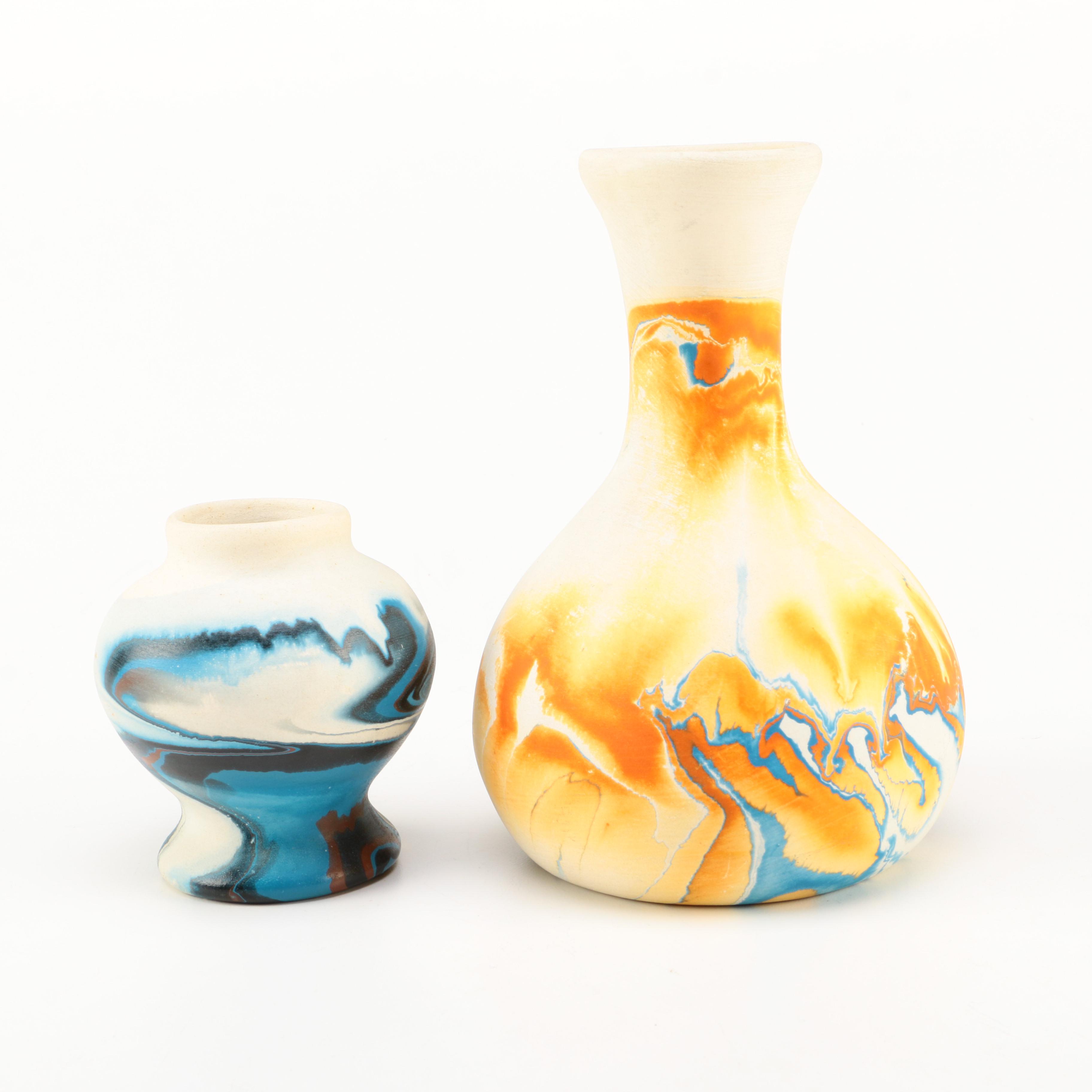 Pair of Nemadji Pottery  Bud Vases