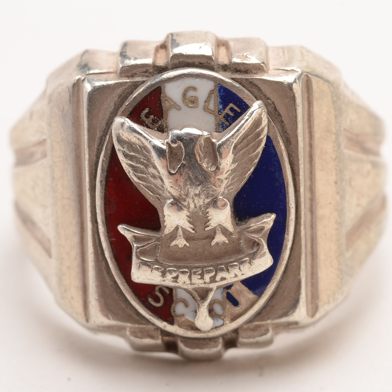 Sterling Silver Eagle Scott Ring and a Gold Tone Pocket Knife