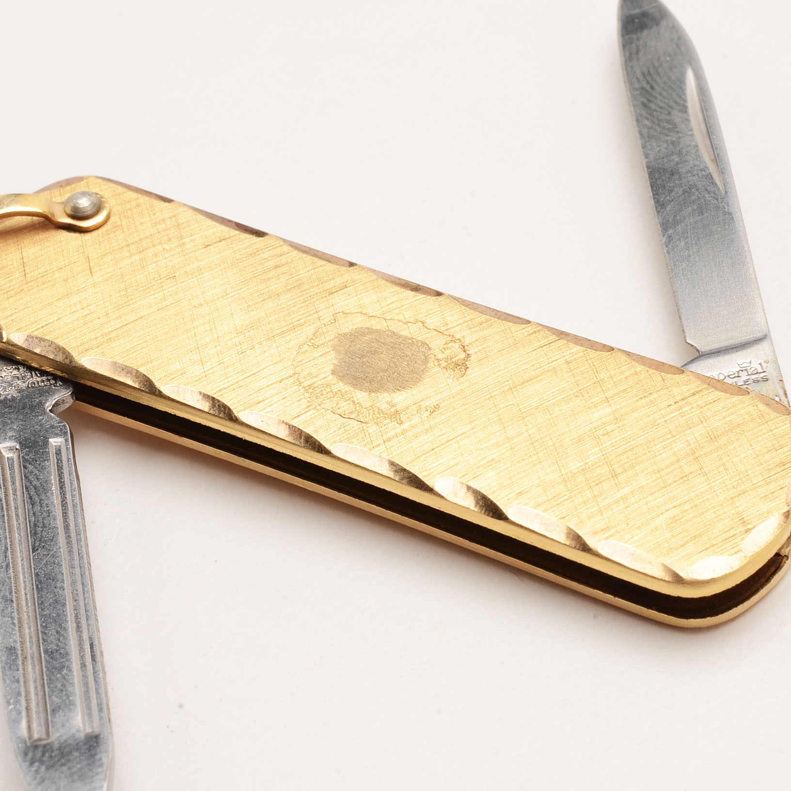 Sterling Silver Eagle Scott Ring and a Gold Tone Pocket Knife