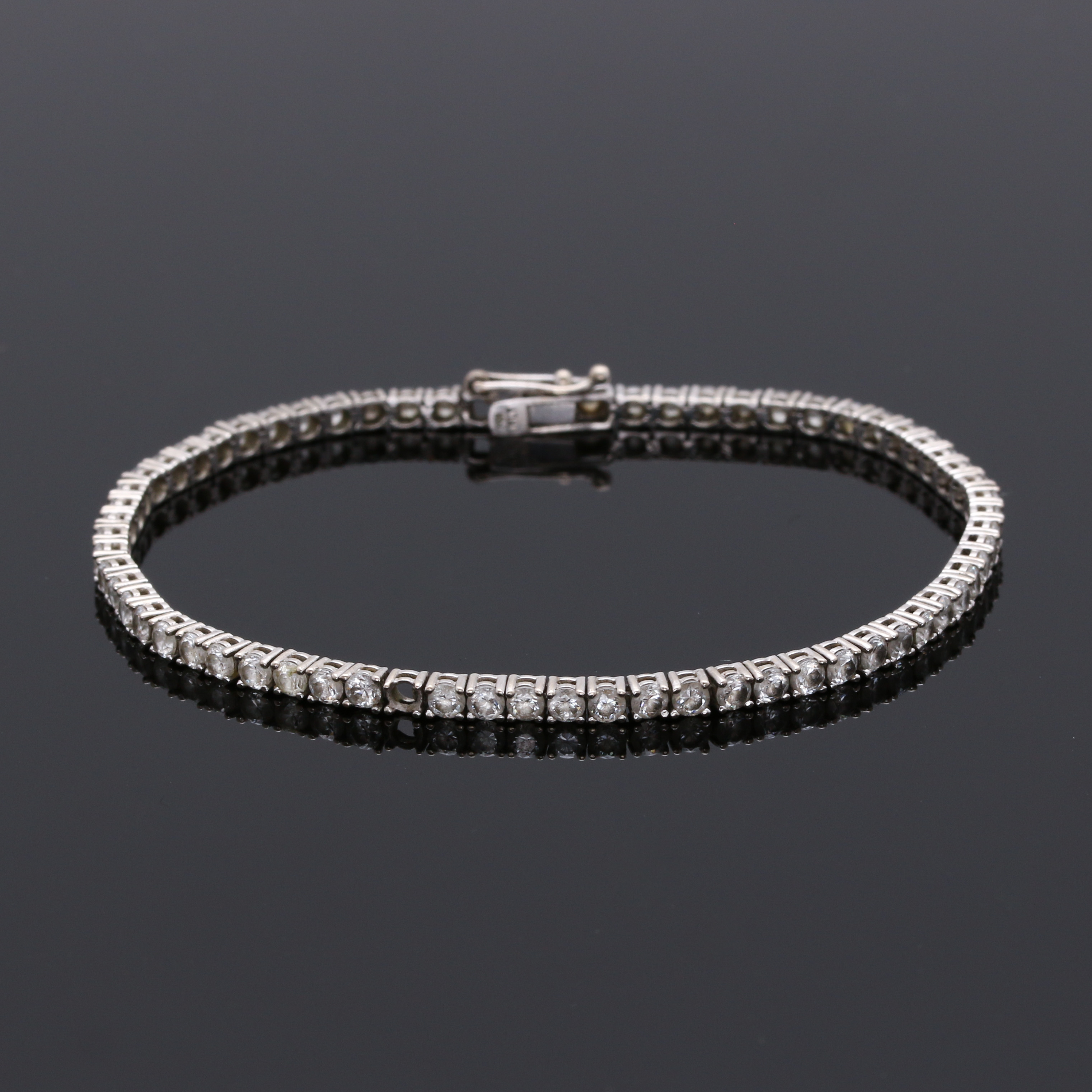 14K White Gold Cubic Zirconia Tennis Bracelet