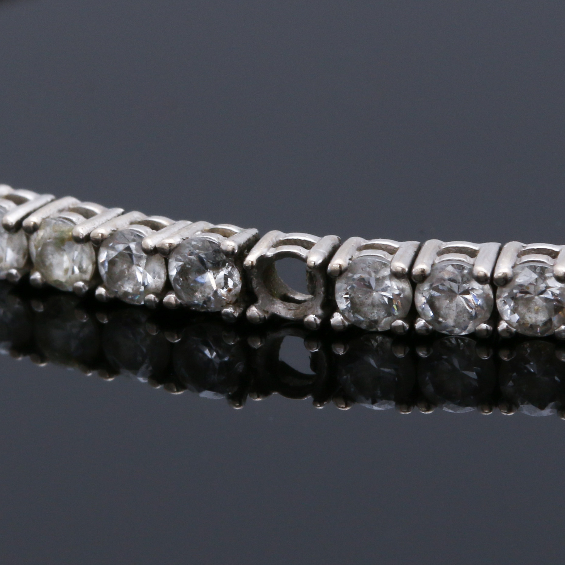 14K White Gold Cubic Zirconia Tennis Bracelet