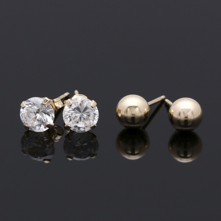 14K Yellow Gold Cubic Zirconia Earrings Selection