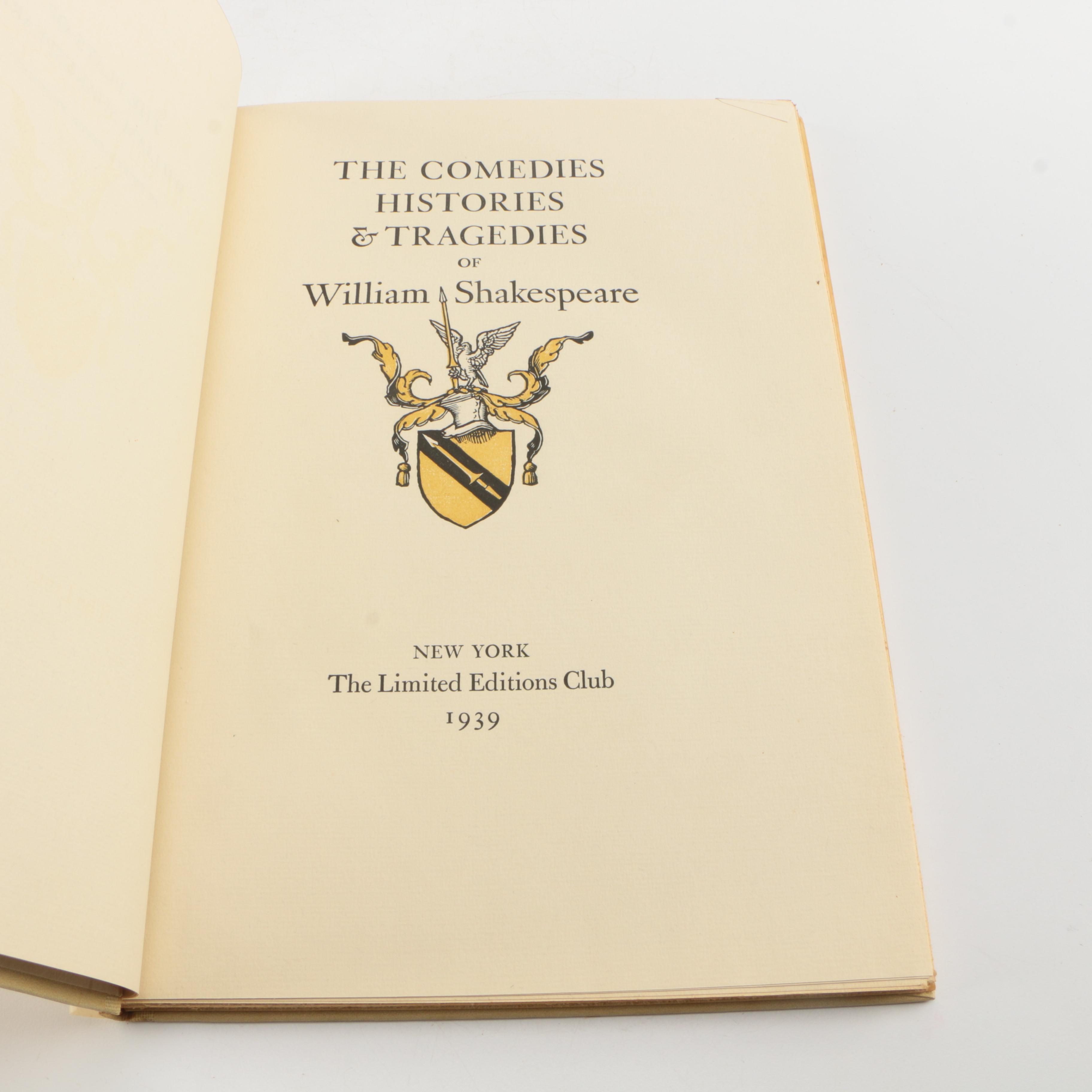 1940 Limited Editions Club Shakespeare Plays Including "The Comedy of Errors"