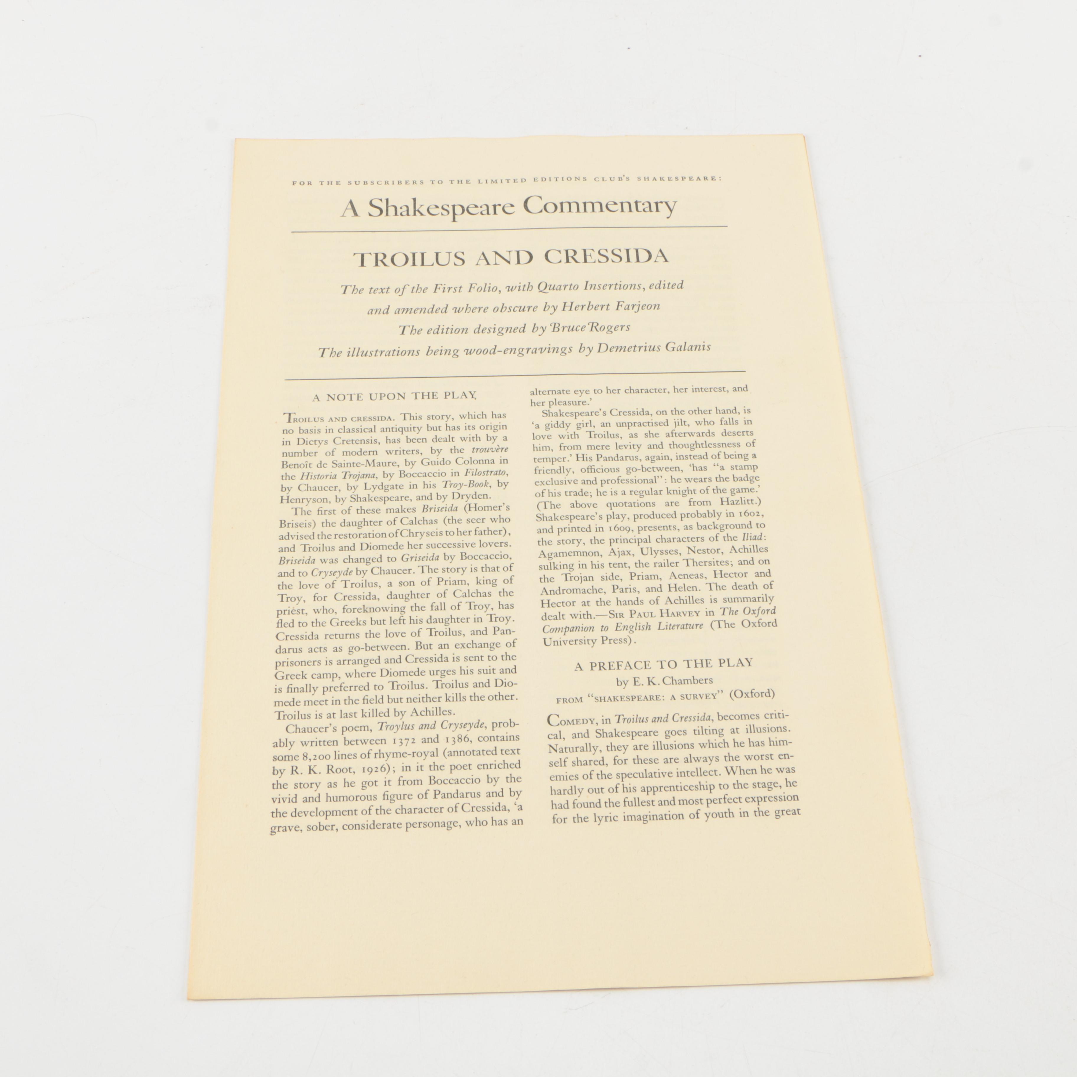 1940 Limited Editions Club Shakespeare Plays Including "The Comedy of Errors"