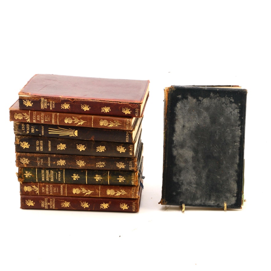 Collection of Antique Leather Bound Classics