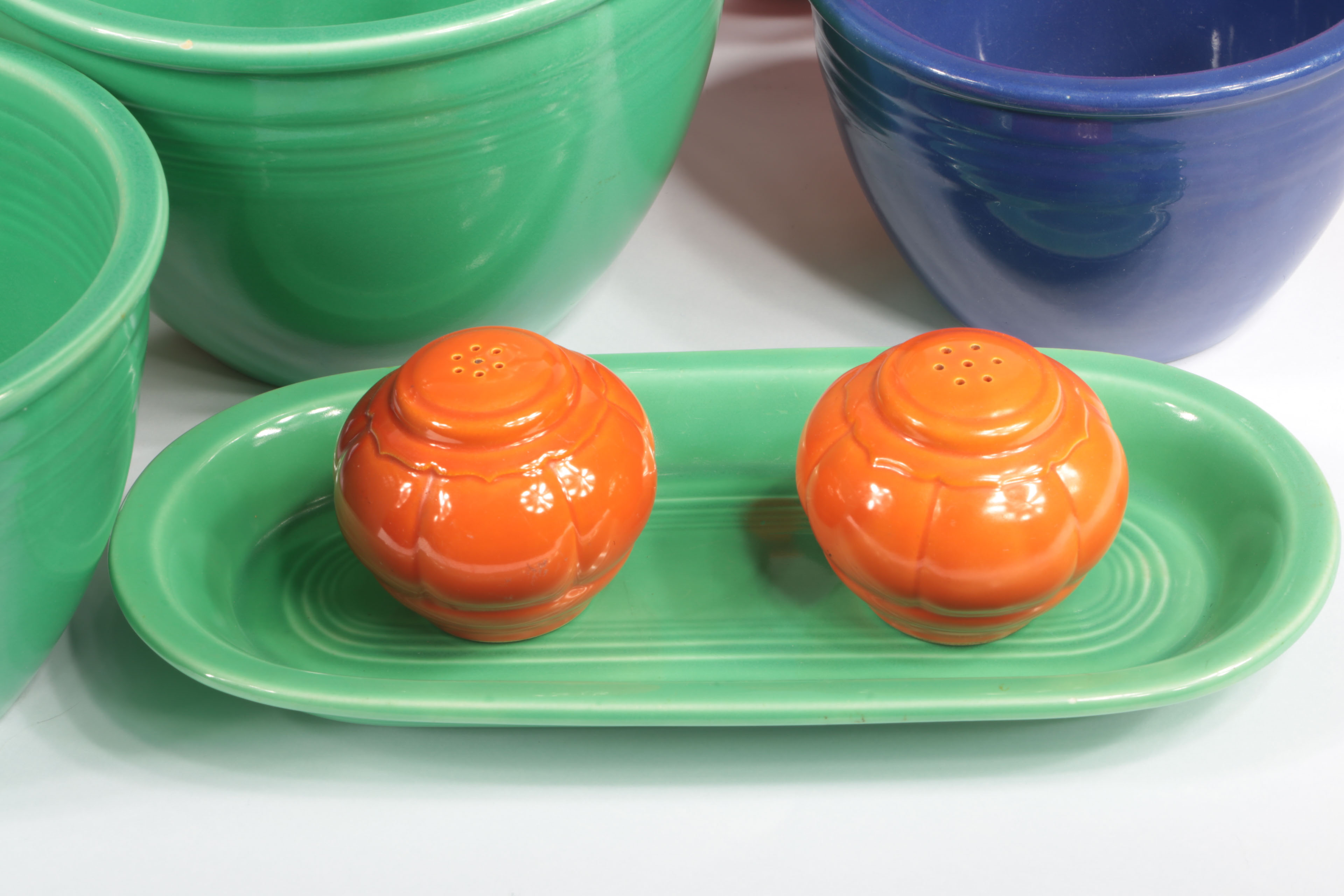 Collection of Vintage Fiesta Nesting MIxing Bowls and Tableware