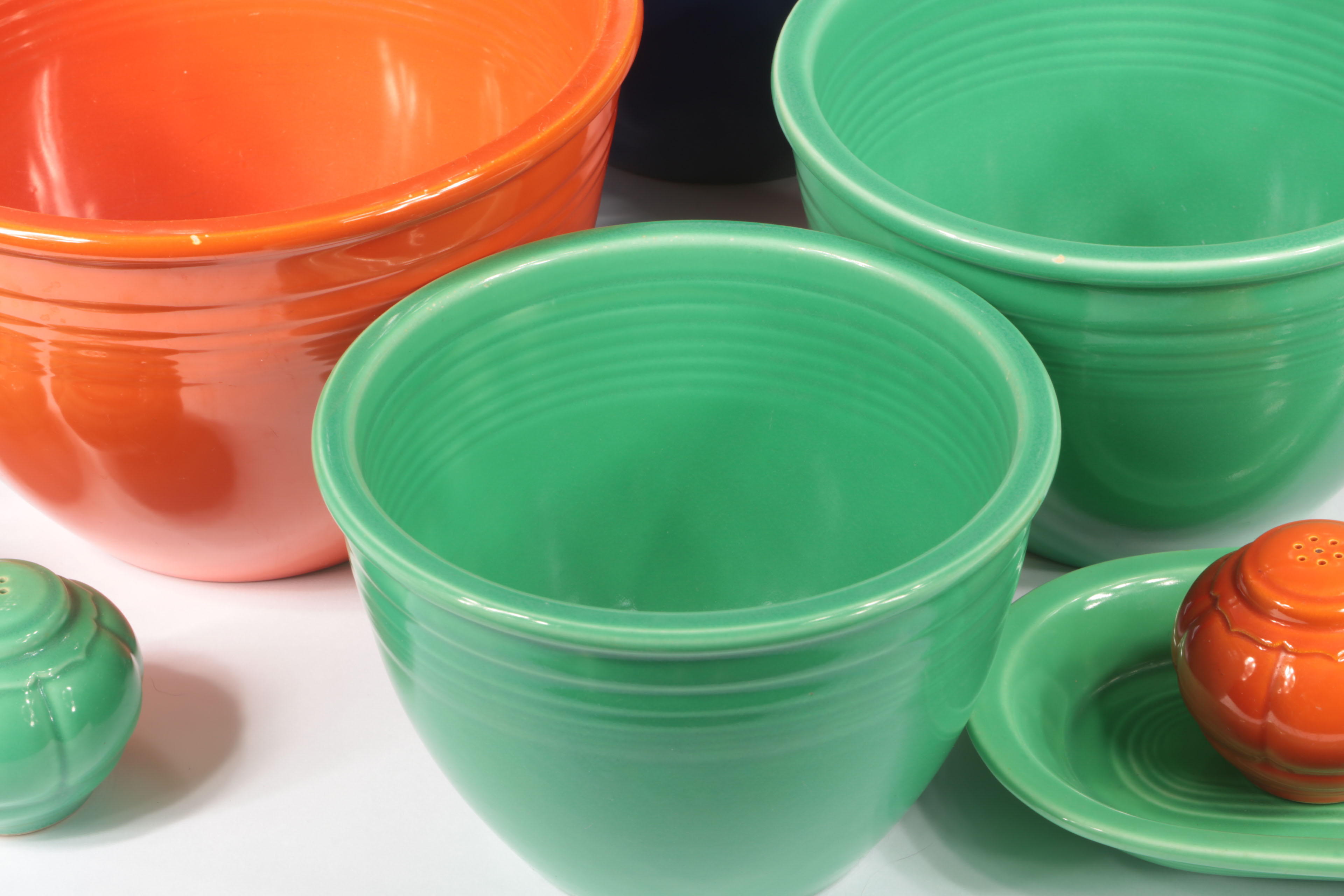 Collection of Vintage Fiesta Nesting MIxing Bowls and Tableware