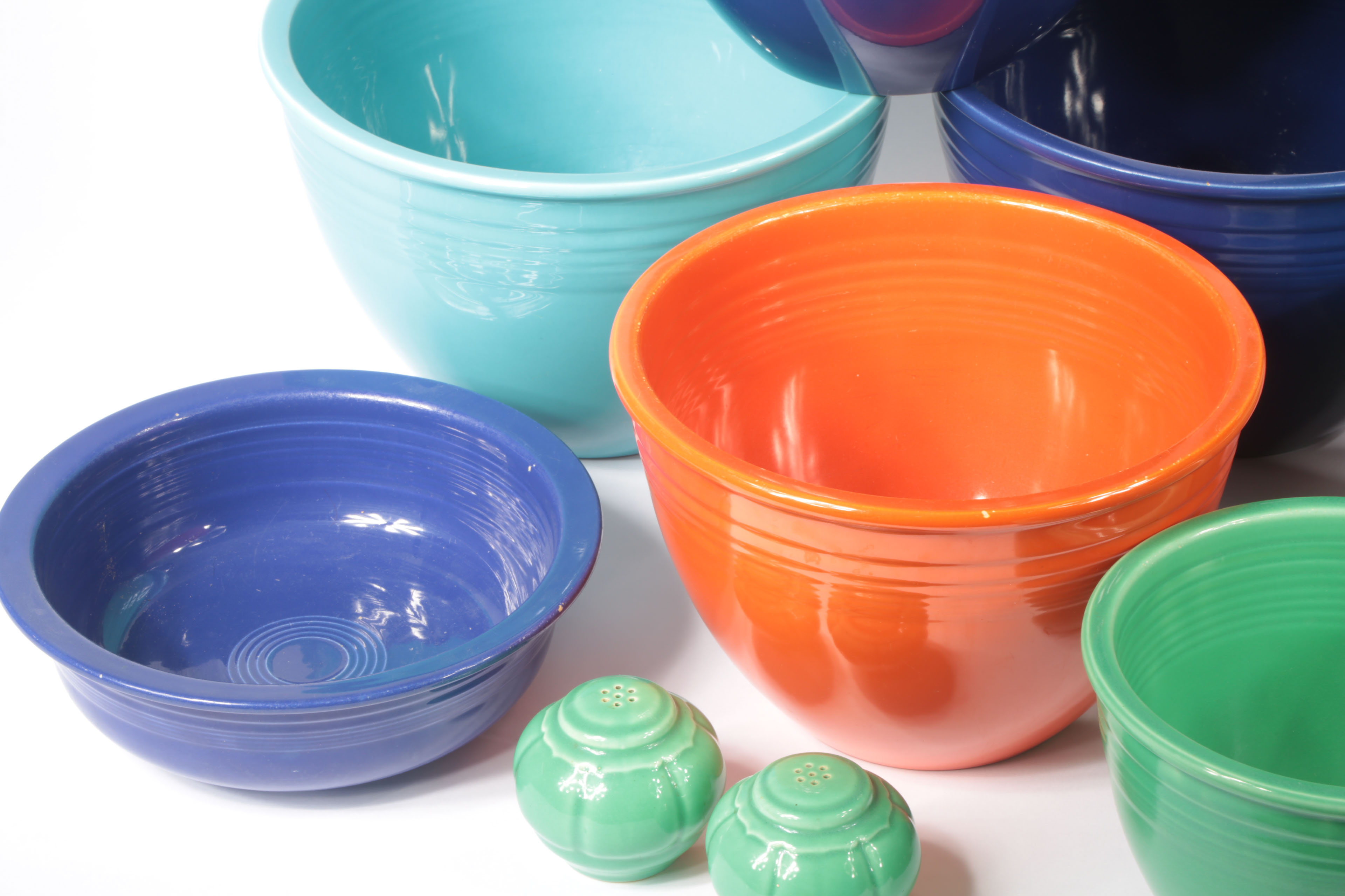 Collection of Vintage Fiesta Nesting MIxing Bowls and Tableware