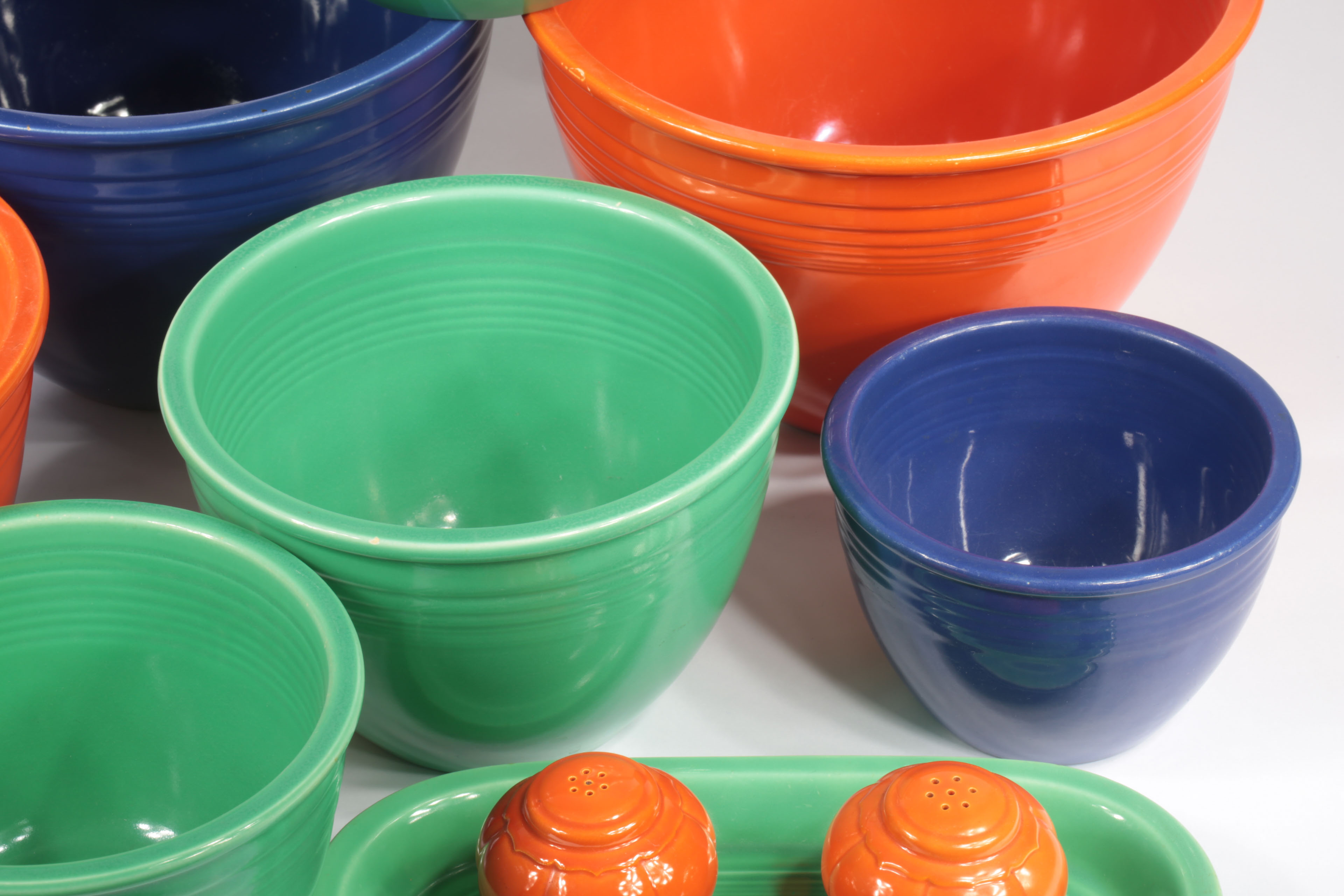 Collection of Vintage Fiesta Nesting MIxing Bowls and Tableware