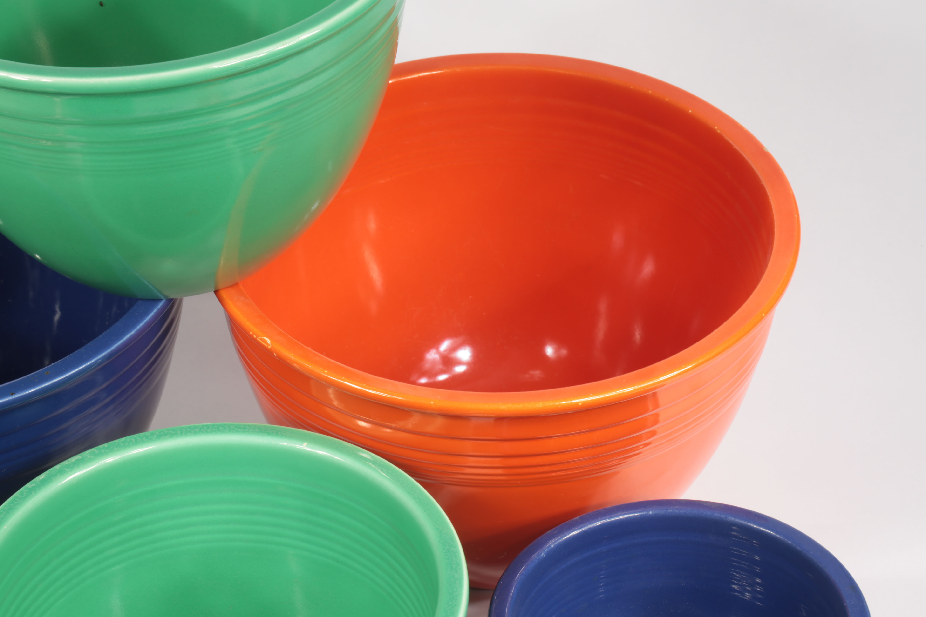 Collection of Vintage Fiesta Nesting MIxing Bowls and Tableware
