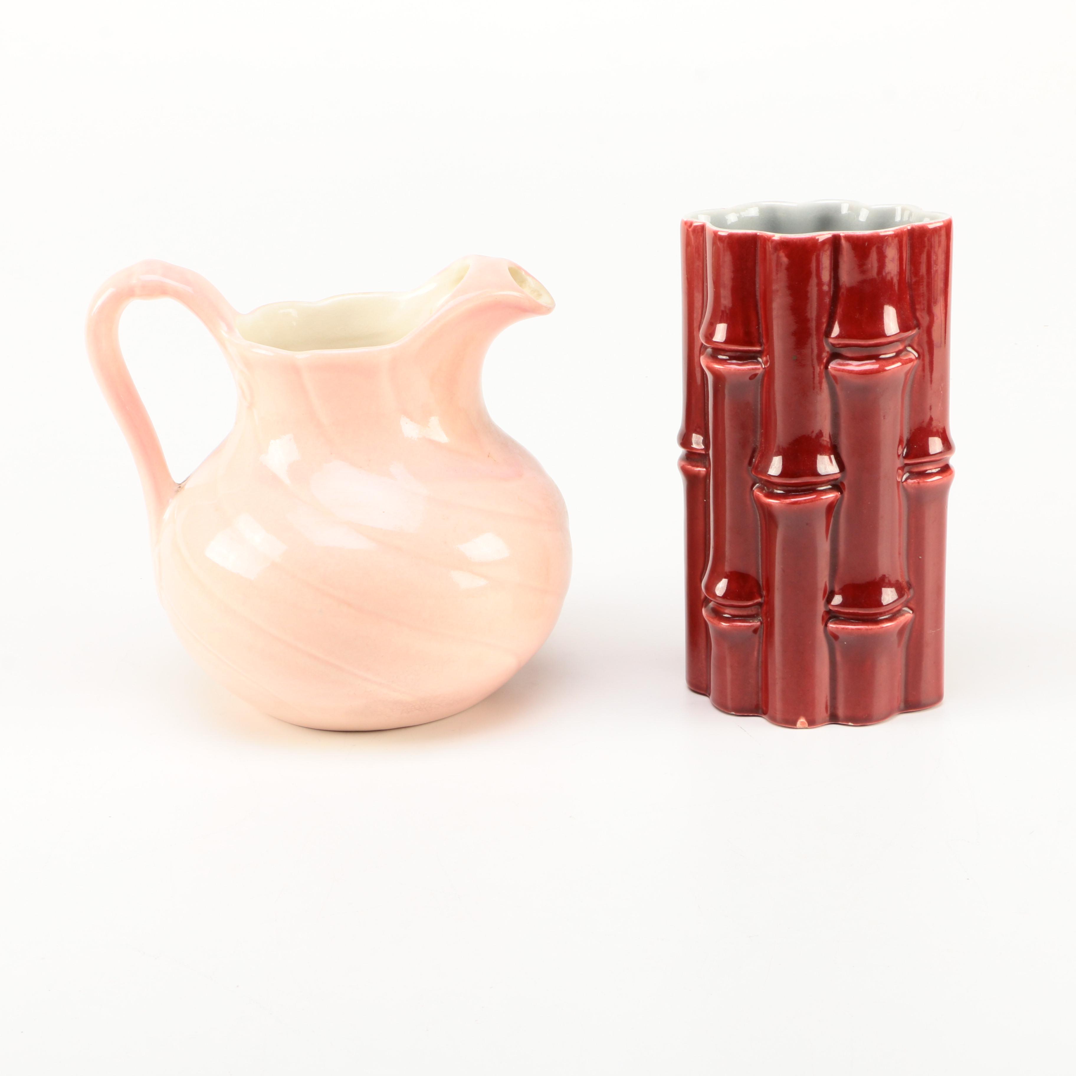 Vintage Red Wing Ceramic Vase and Pitcher