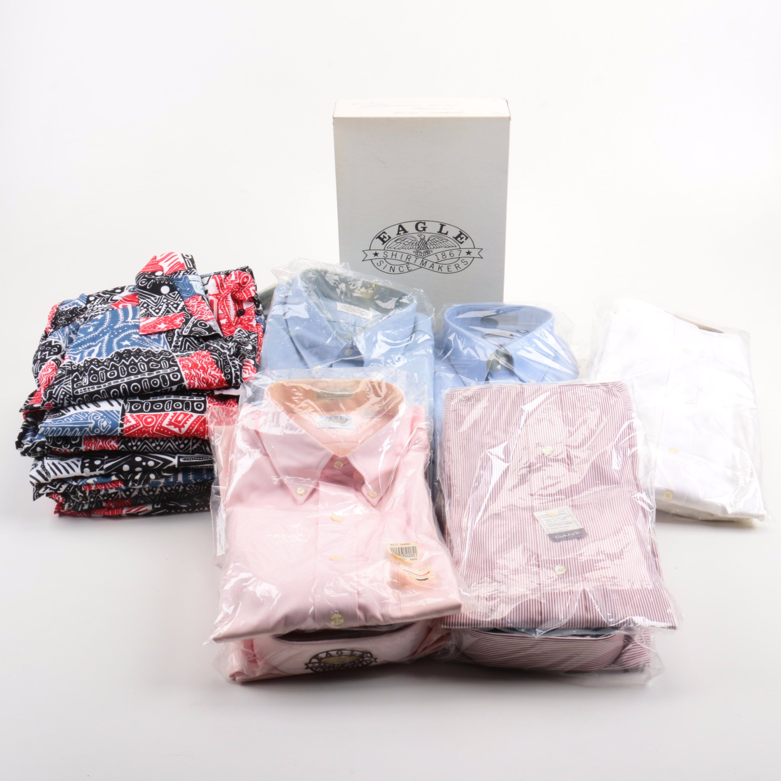 Assortment of Men's Button Shirts Including Izod and Eagle