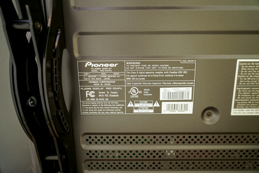 Pioneer 50" Plasma Television with Receiver and DVD Player