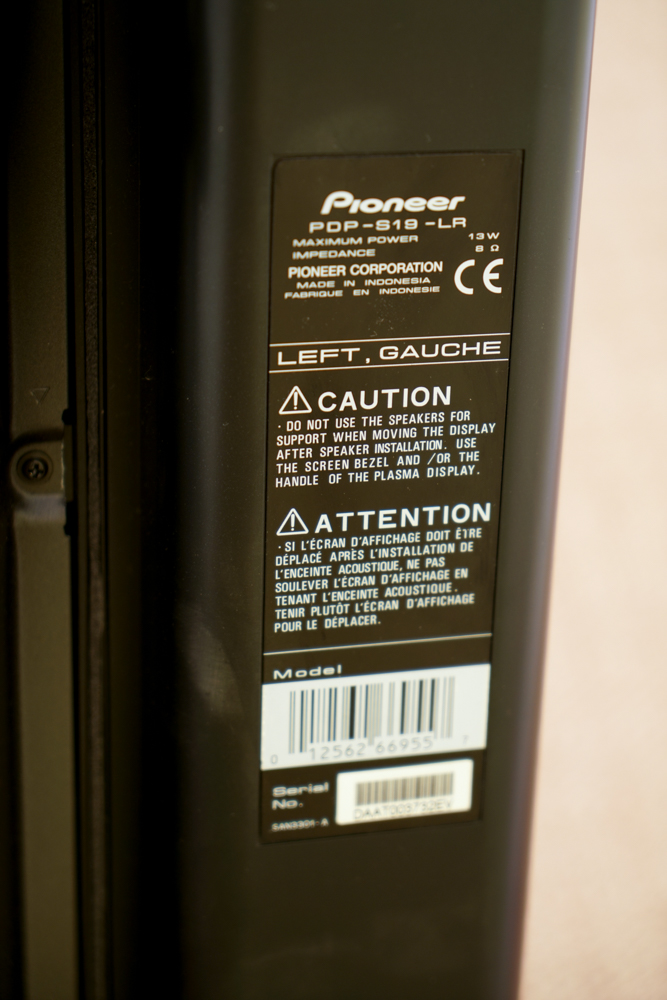 Pioneer 50" Plasma Television with Receiver and DVD Player