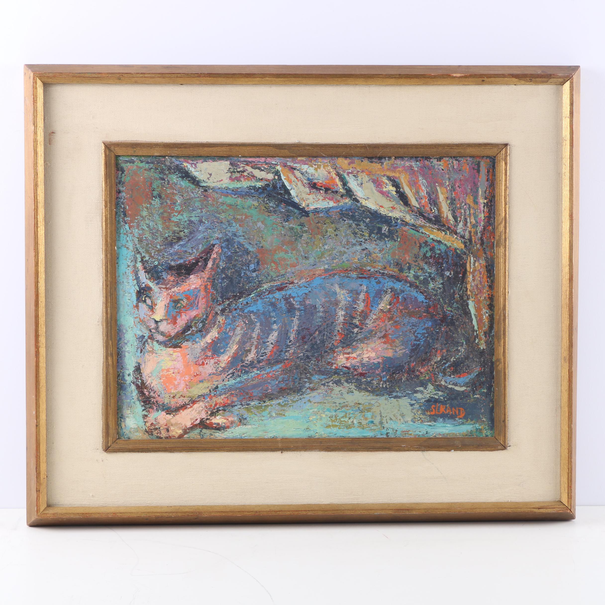 Sam Lewis Rand Oil Painting on Board "Imperial Cat"