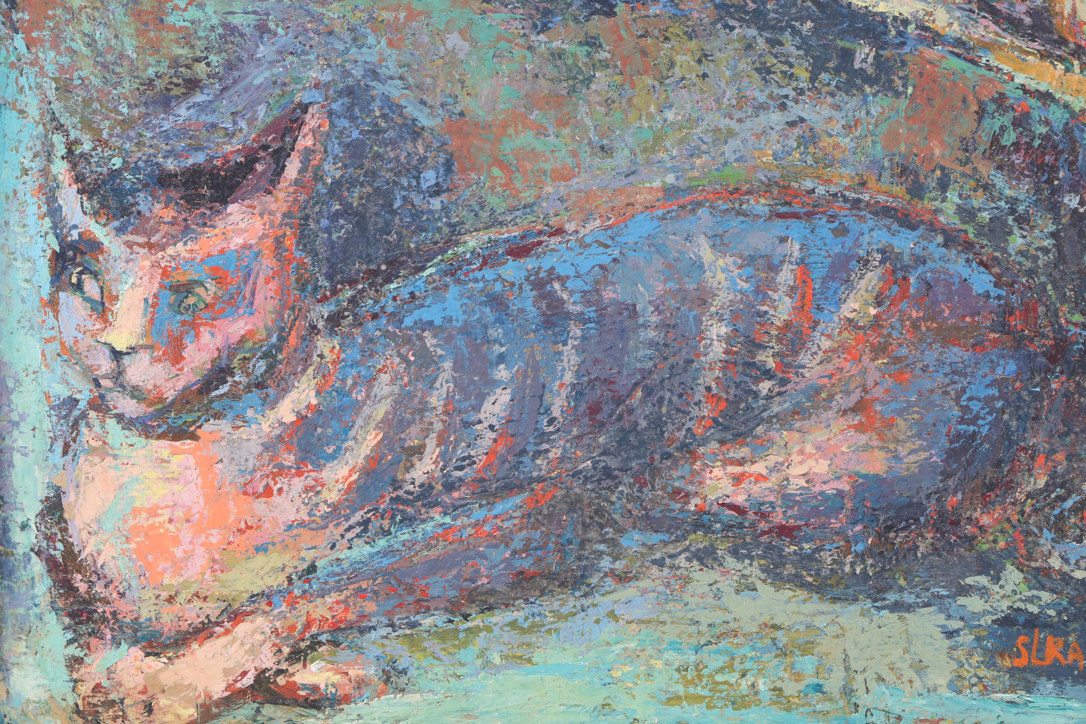 Sam Lewis Rand Oil Painting on Board "Imperial Cat"