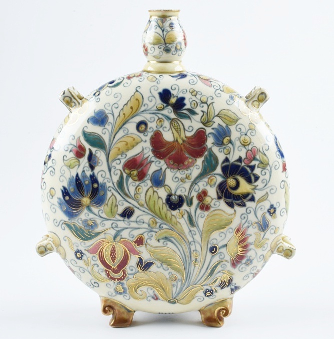 19th-Century Zsolnay Ceramic Moon Vase