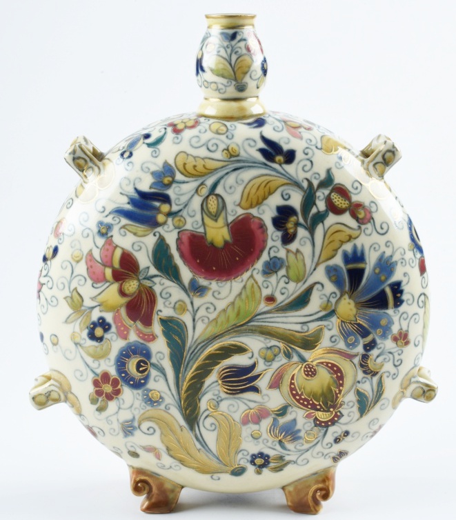 19th-Century Zsolnay Ceramic Moon Vase