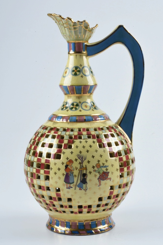 Late 19th-Century Emil Fischer Reticulated Ceramic Ewer