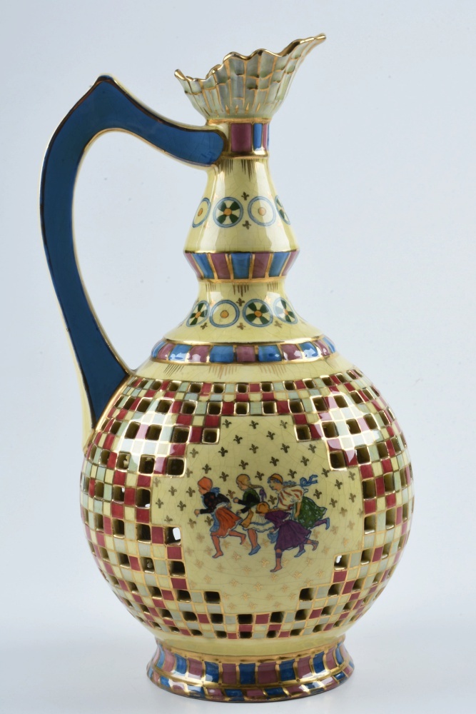 Late 19th-Century Emil Fischer Reticulated Ceramic Ewer
