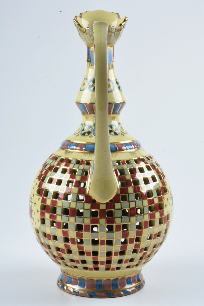 Late 19th-Century Emil Fischer Reticulated Ceramic Ewer