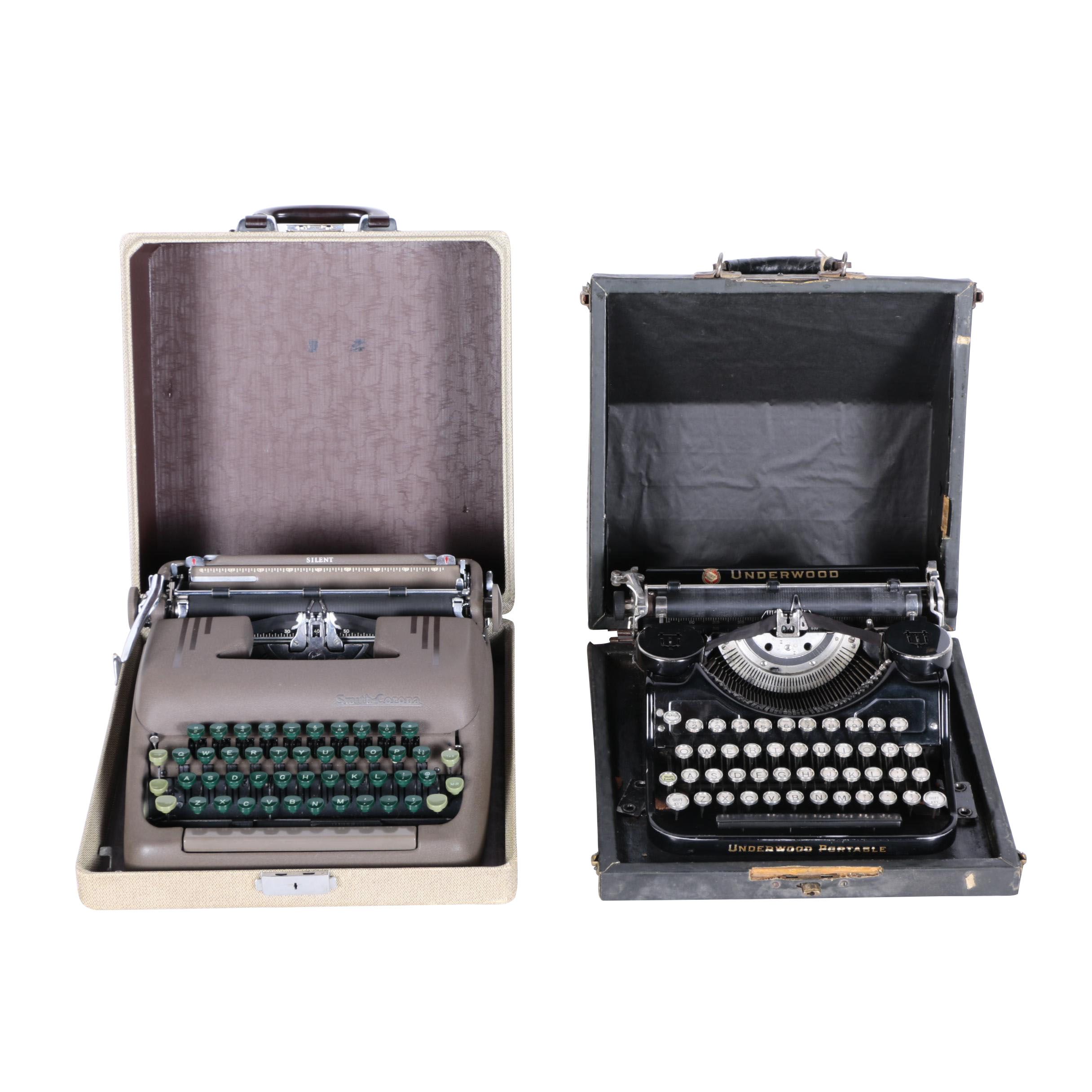 Smith-Carona and Underwood Traveling Typewriters
