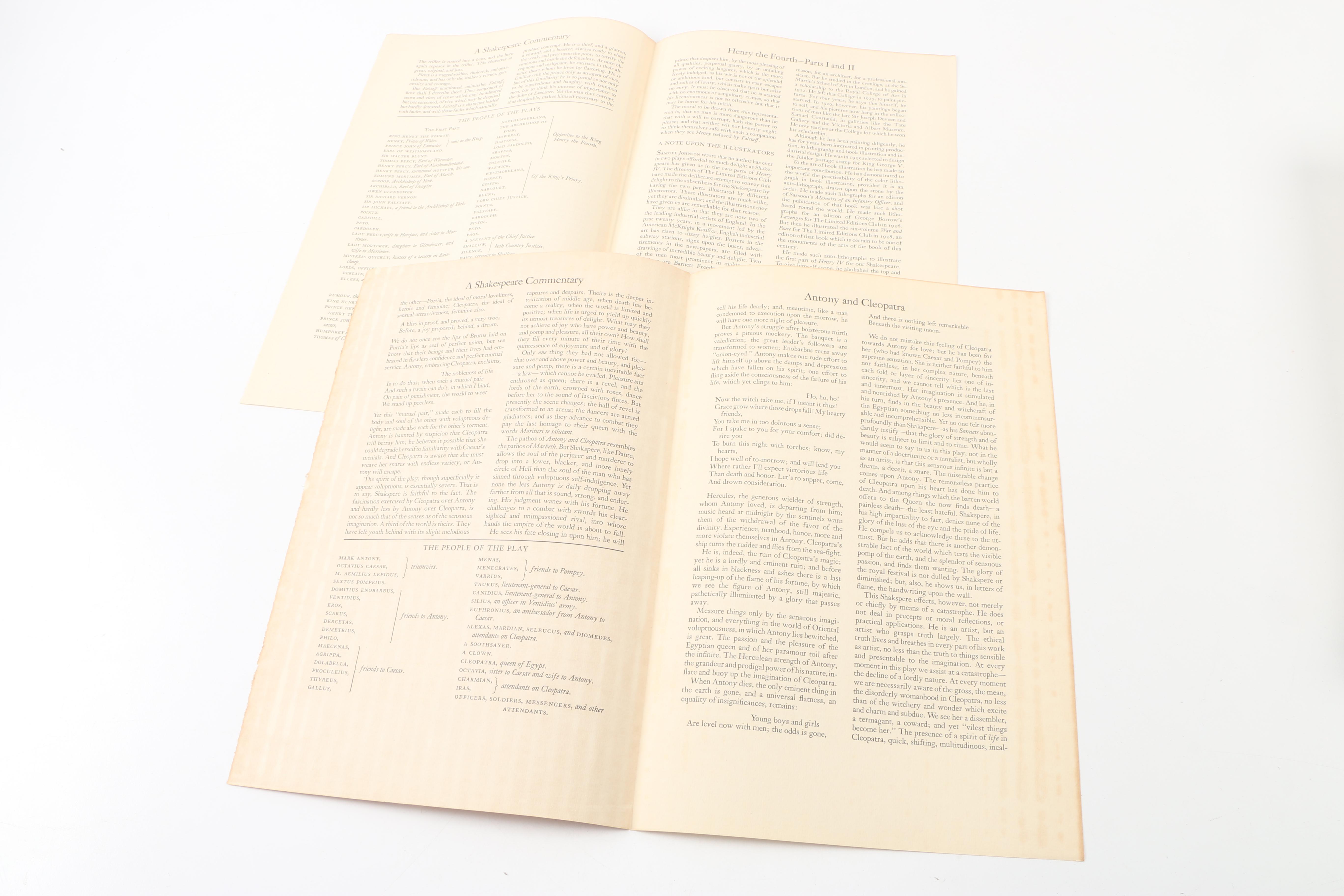 1940 Limited Editions Club Shakespeare Plays Including "Henry IV" Parts I and II