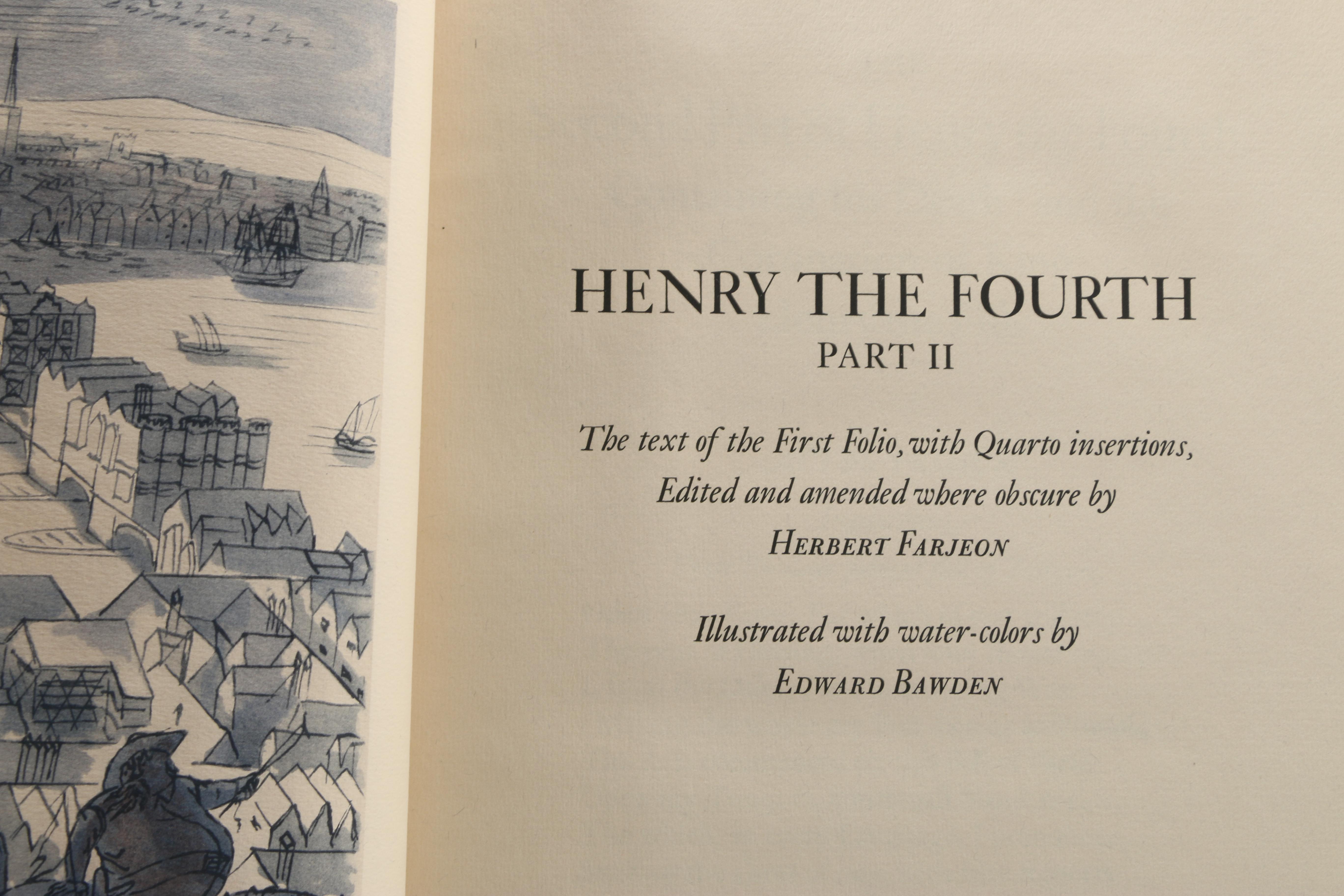 1940 Limited Editions Club Shakespeare Plays Including "Henry IV" Parts I and II