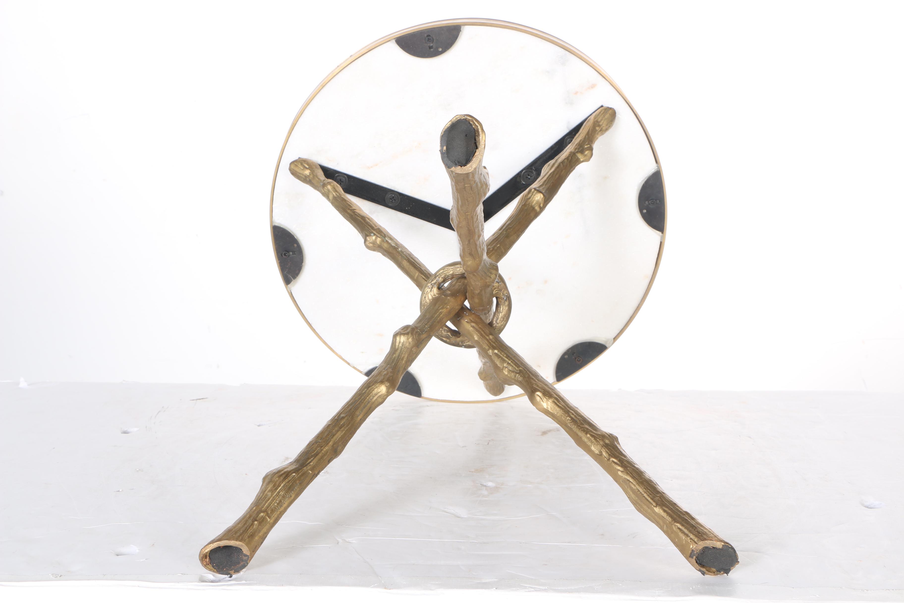 Marble and Brass Modern Twig Tripod Side Table by Global Views