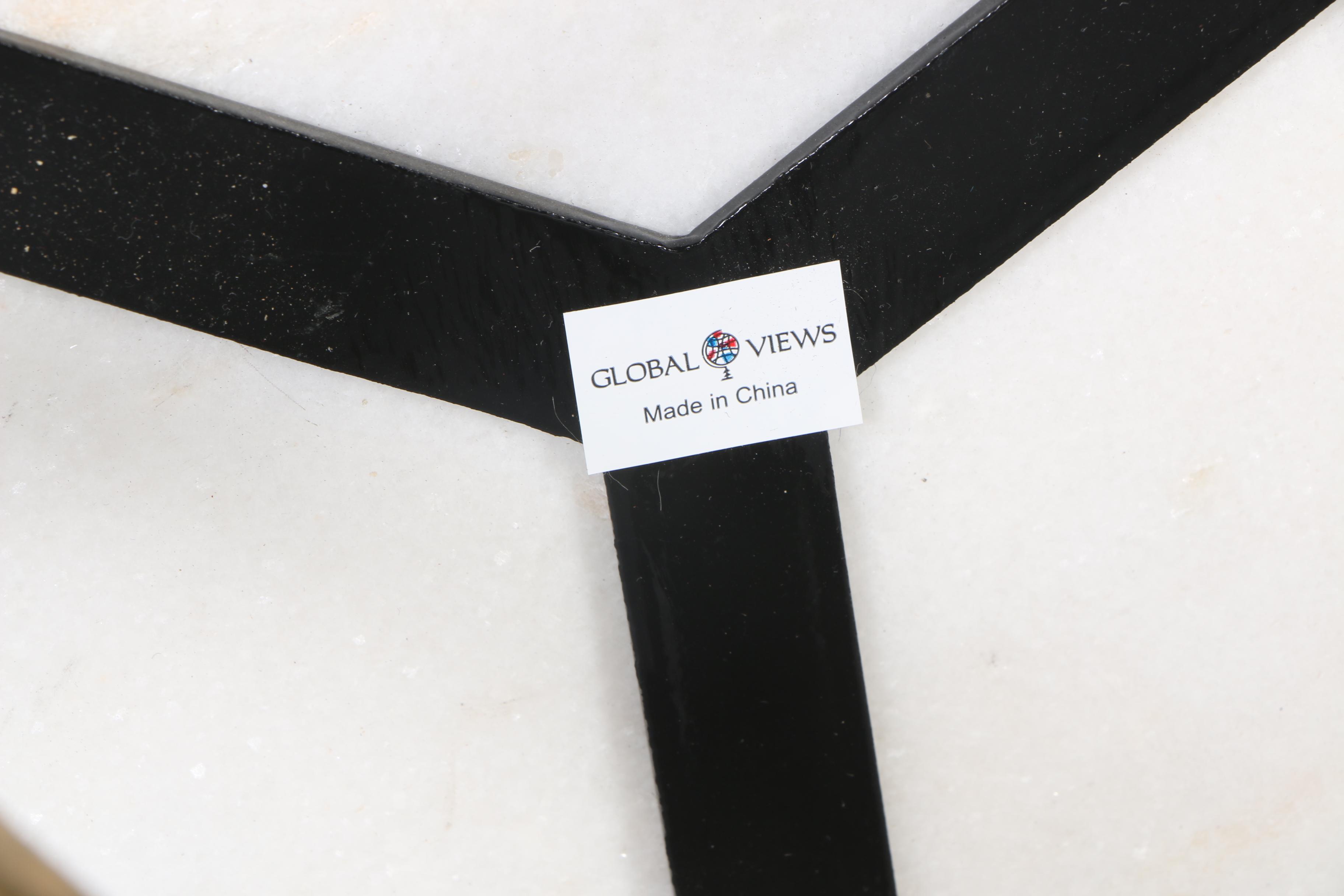 Marble and Brass Modern Twig Tripod Side Table by Global Views