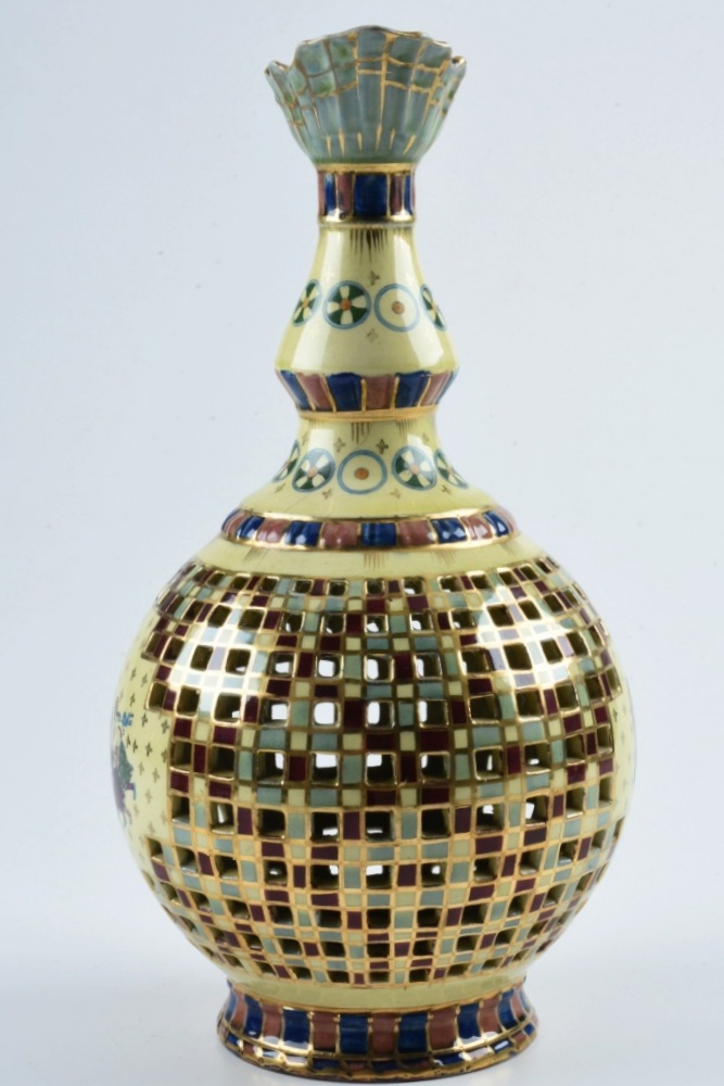 Late 19th-Century Emil Fischer Reticulated Ceramic Ewer