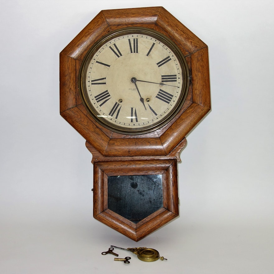 Antique Oak New Haven Wall Clock